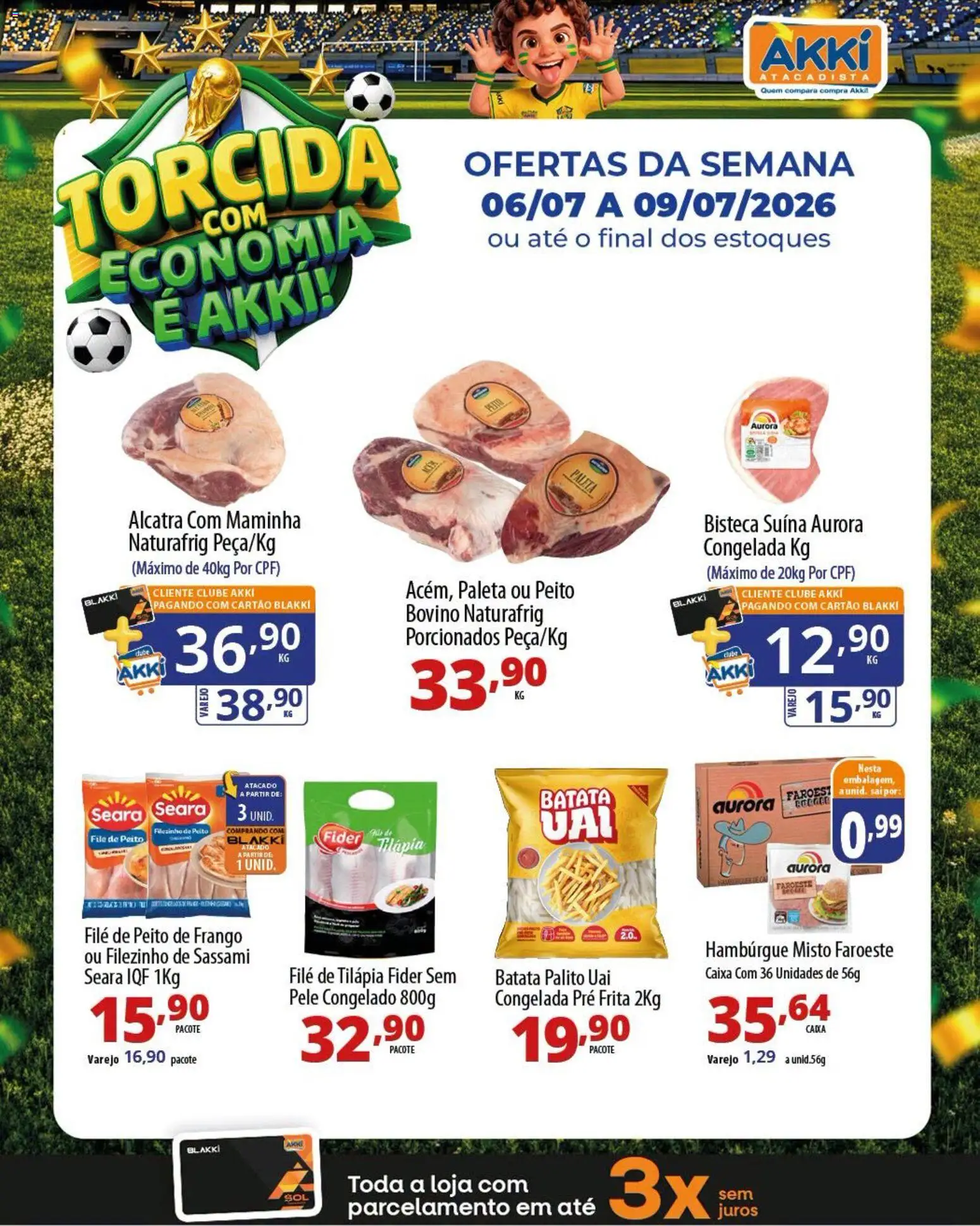 Akki Atacadista Folheto - válido de 06/07/2026 | Página: 2 | Produtos: Alcatra, Maminha, Caixa, Filé de tilápia