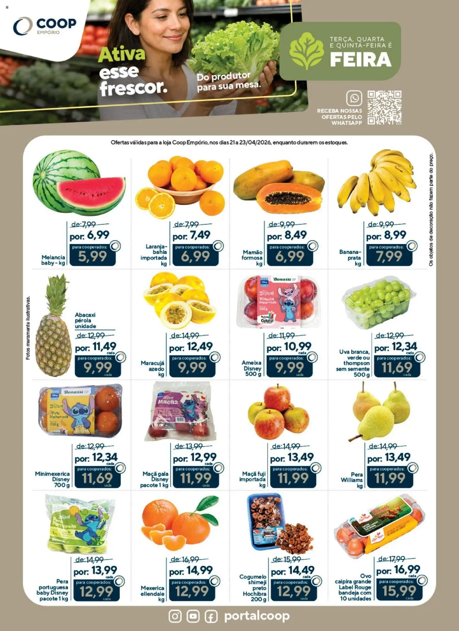 Coop Folheto - válido de 21.04.2026 | Página: 1 | Produtos: Pera, Maçãs, Abacaxi, Bandeja