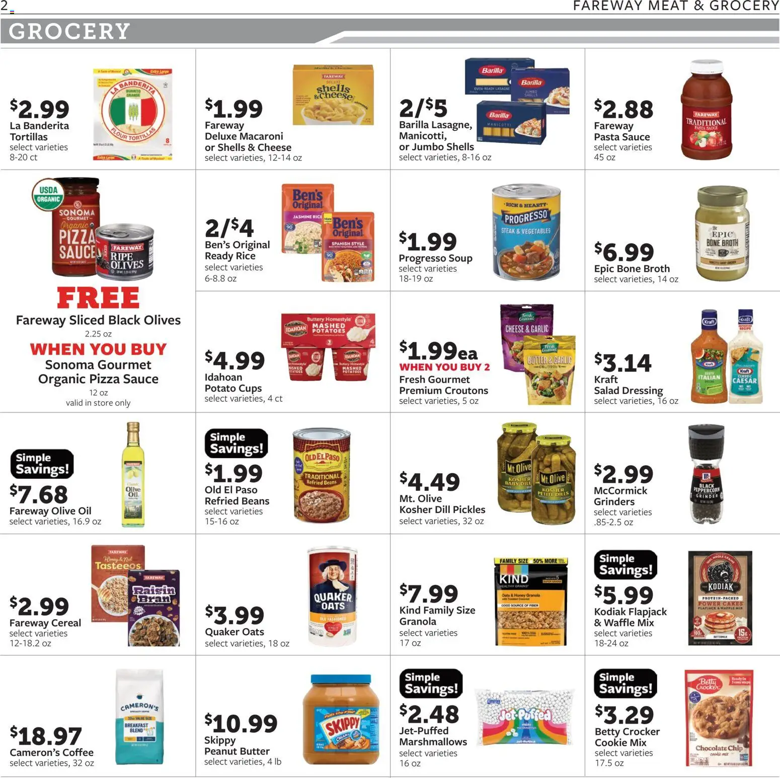 Fareway Weekly Ad - valid from 09/28/2026 | Page: 2 | Products: Pizza, Tortillas, Chocolate Chip, Cereal