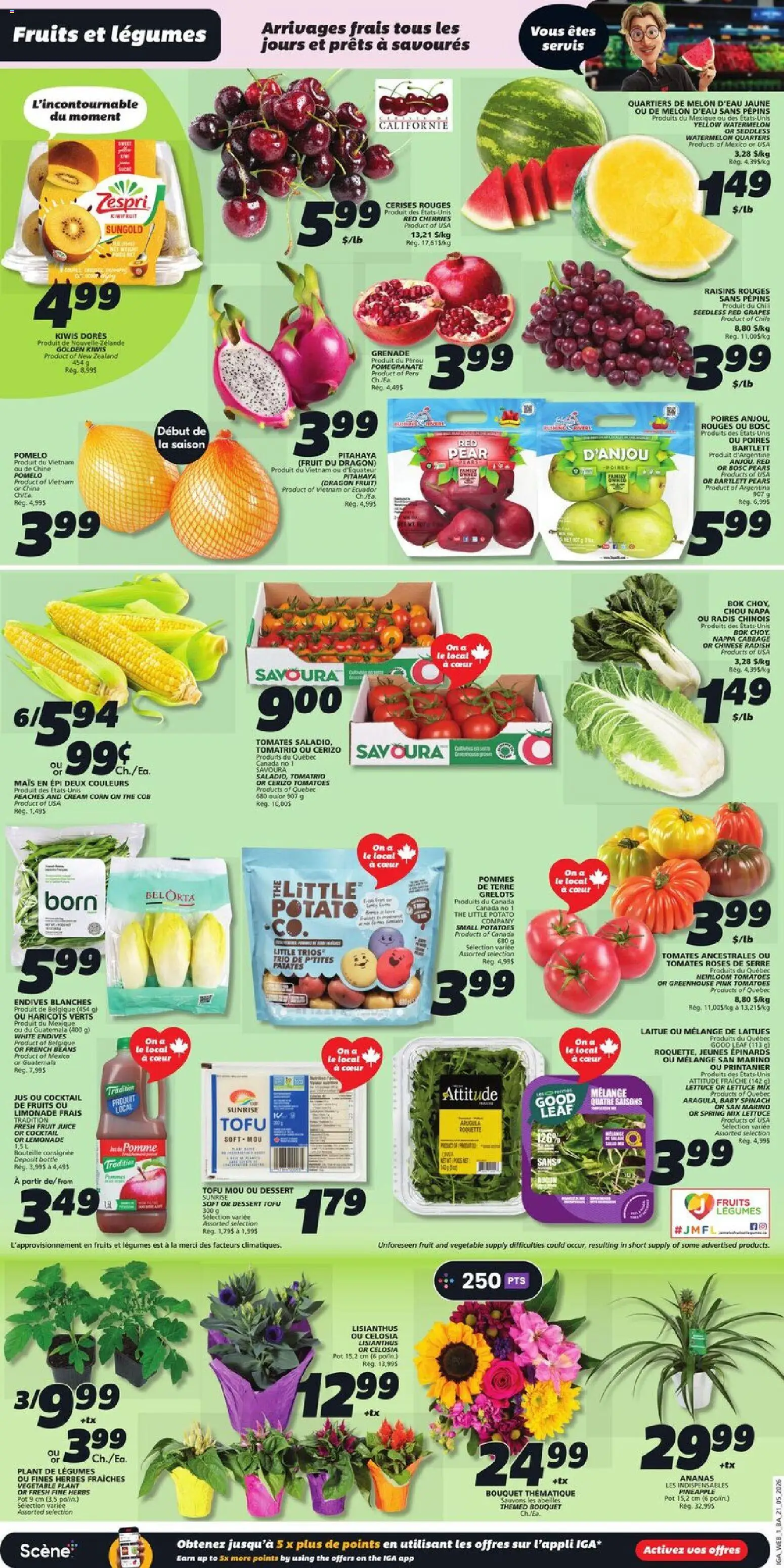 IGA flyer valid from 21.05.2026 | Page: 3 | Products: Pineapple, Cream, Potatoes, Juice