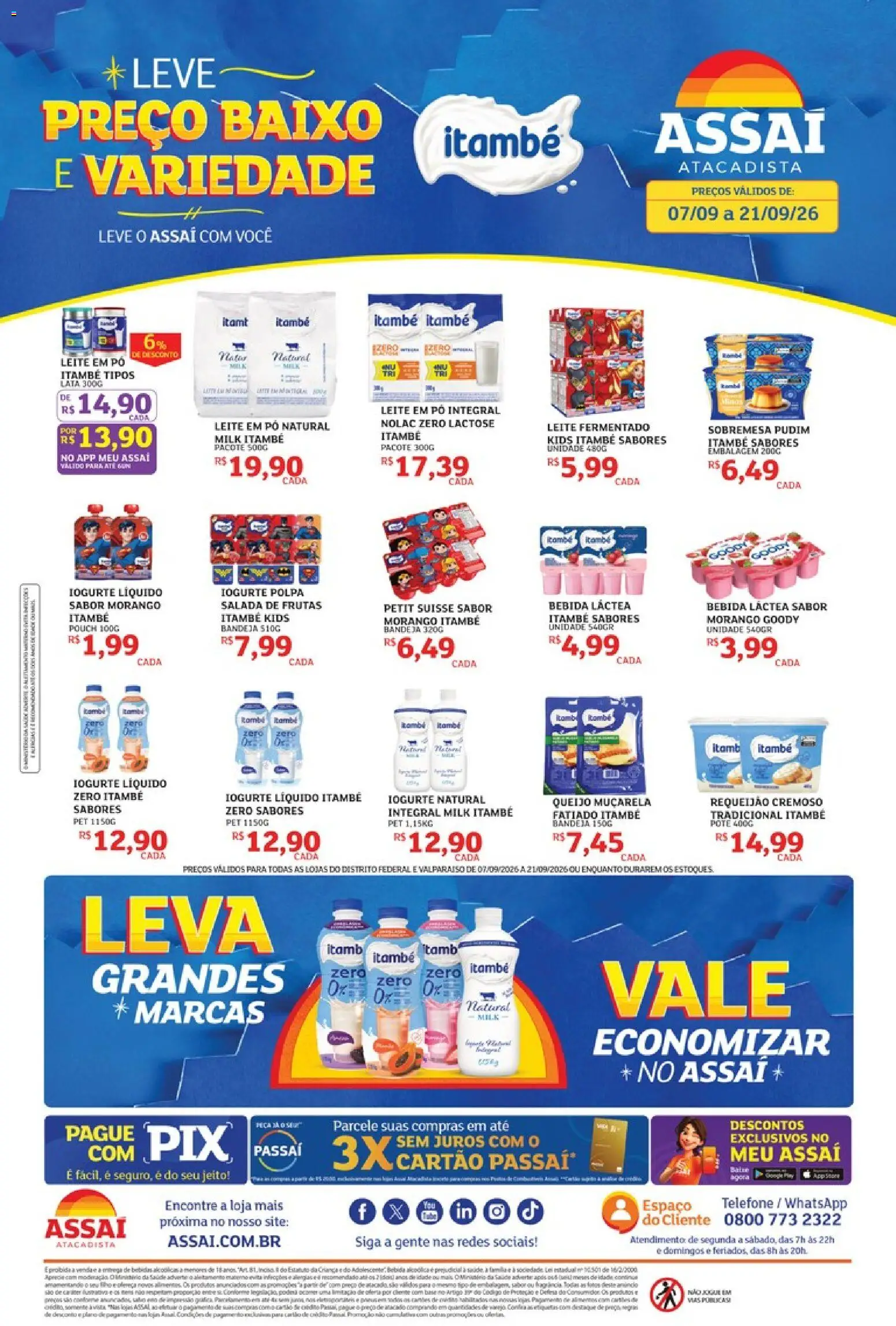 Assaí Atacadista Folheto - válido de 07/09/2026 | Página: 1 | Produtos: Frutas, Leite, Bandeja, Leite em pó