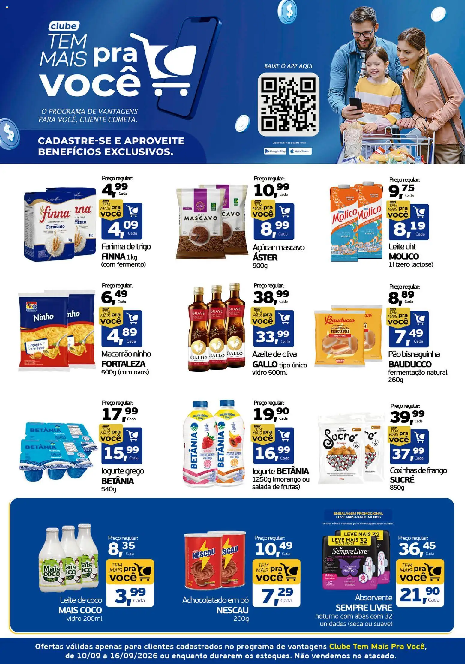 Cometa Supermercados Folheto - válido de 10/09/2026 | Página: 1 | Produtos: Farinha, Achocolatado, Açúcar, Coxinhas de frango