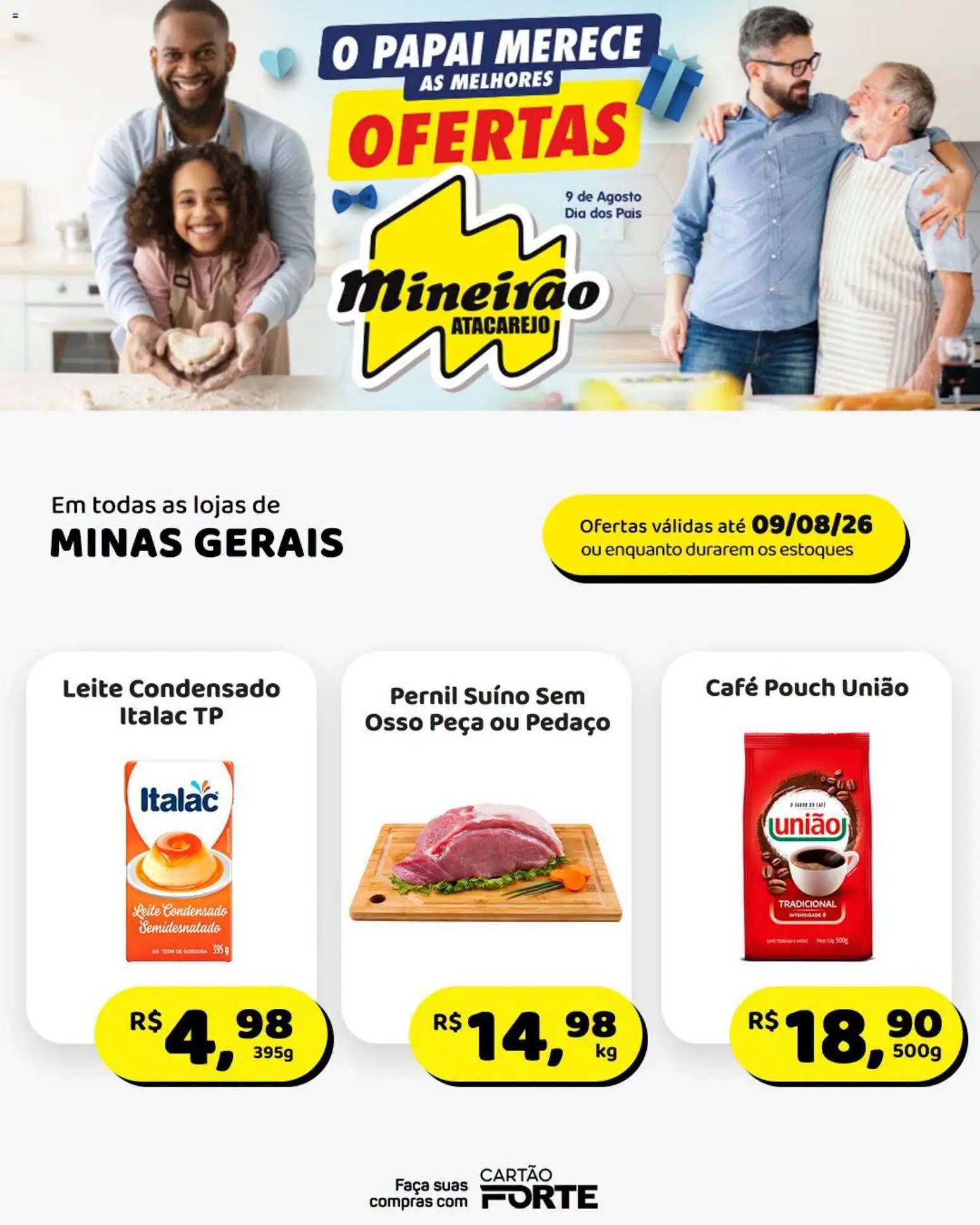Mineirão Atacarejo Folheto - válido de 03/08/2026 | Página: 2 | Produtos: Pernil, Leite, Faca, Pernil suíno