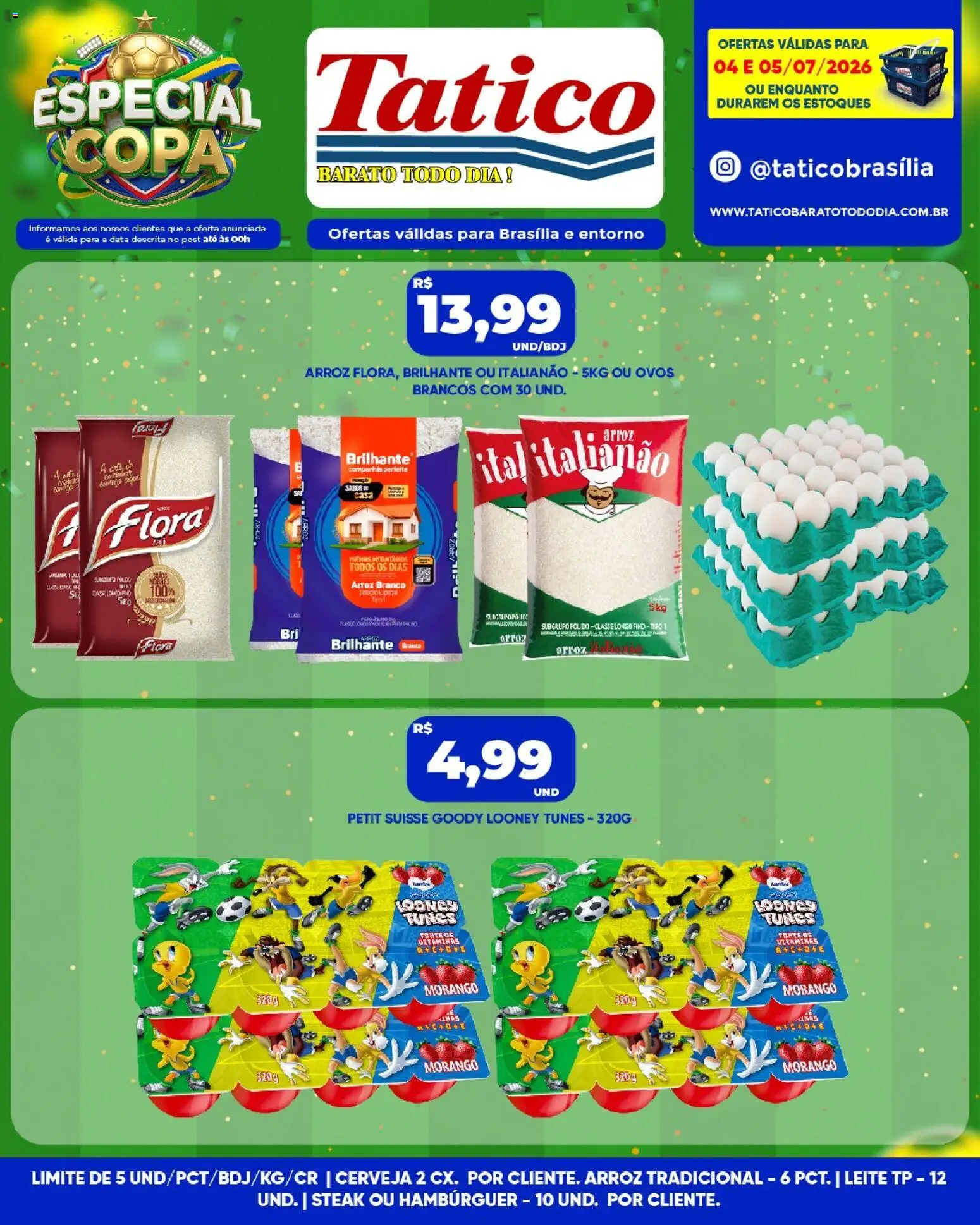 Tatico Folheto - válido de 06/07/2026 | Página: 25 | Produtos: Ovos, Cerveja, Arroz, Hambúrguer
