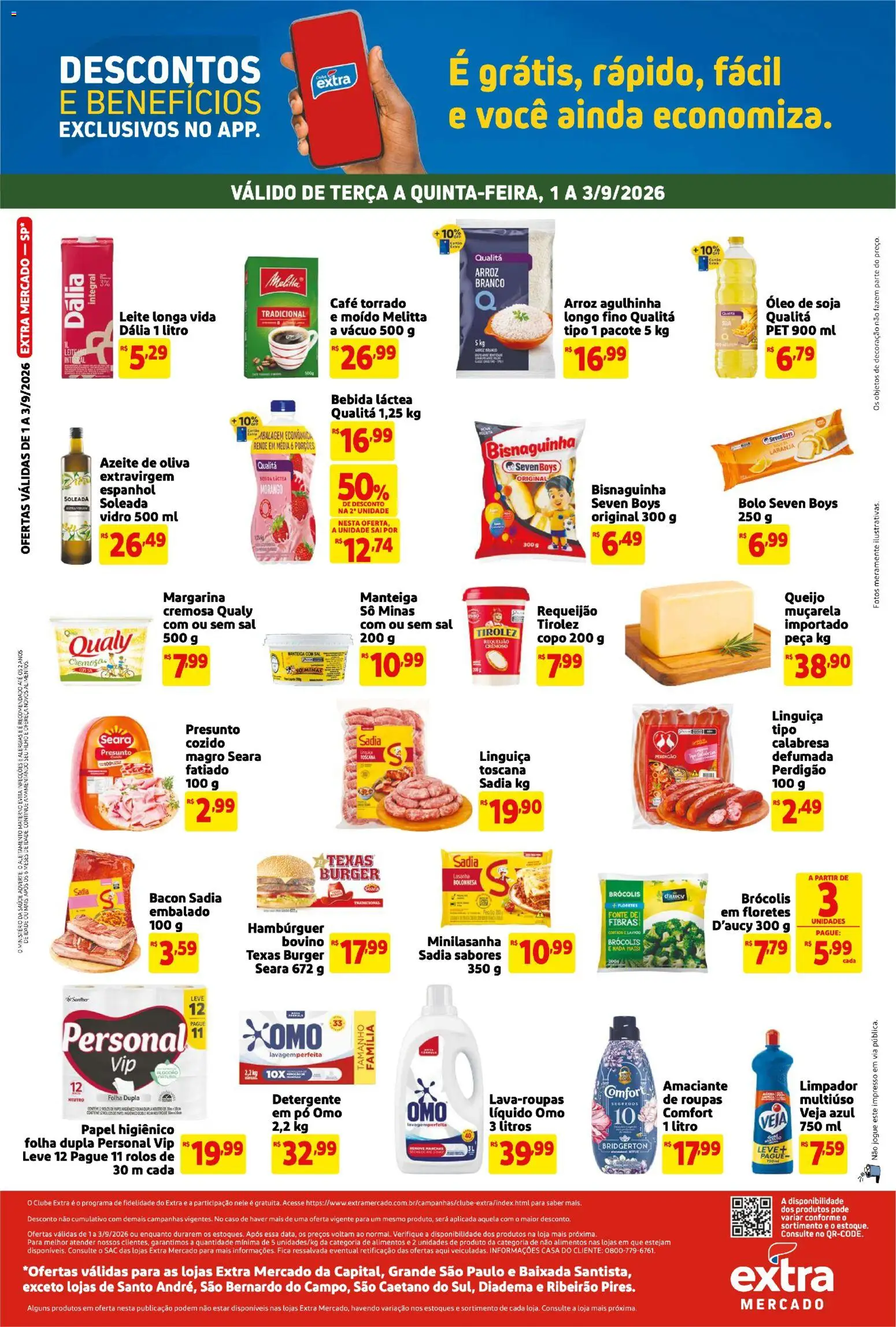 Extra Folheto - válido de 01/09/2026 | Página: 2 | Produtos: Detergente, Hambúrguer, Bebida, Sal