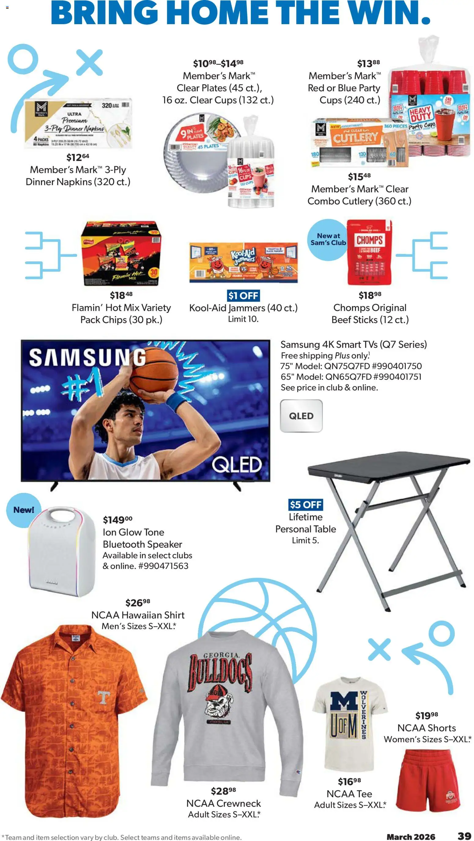 Sam's Club Instant Savings Book March - valid from 18.03.2026 | Page: 39 | Products: Chips, Shirt, Shorts, Speaker