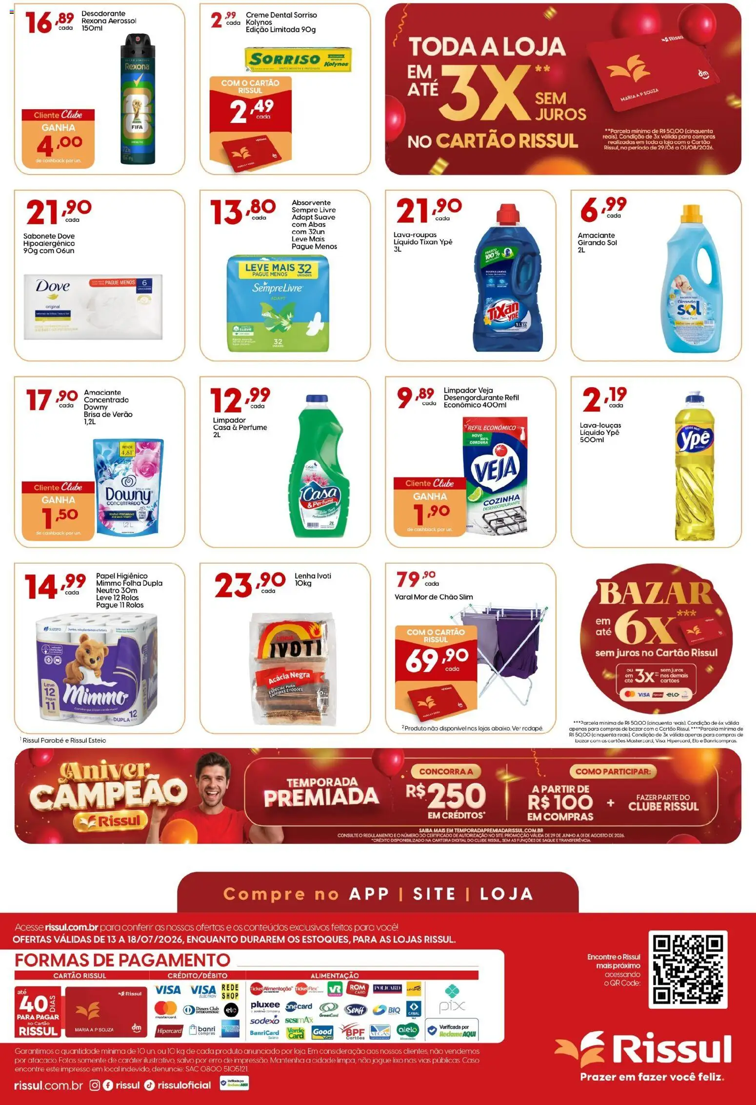 Rissul Folheto - válido de 13/07/2026 | Página: 4 | Produtos: Desodorante, Rexona, Dove, Amaciante