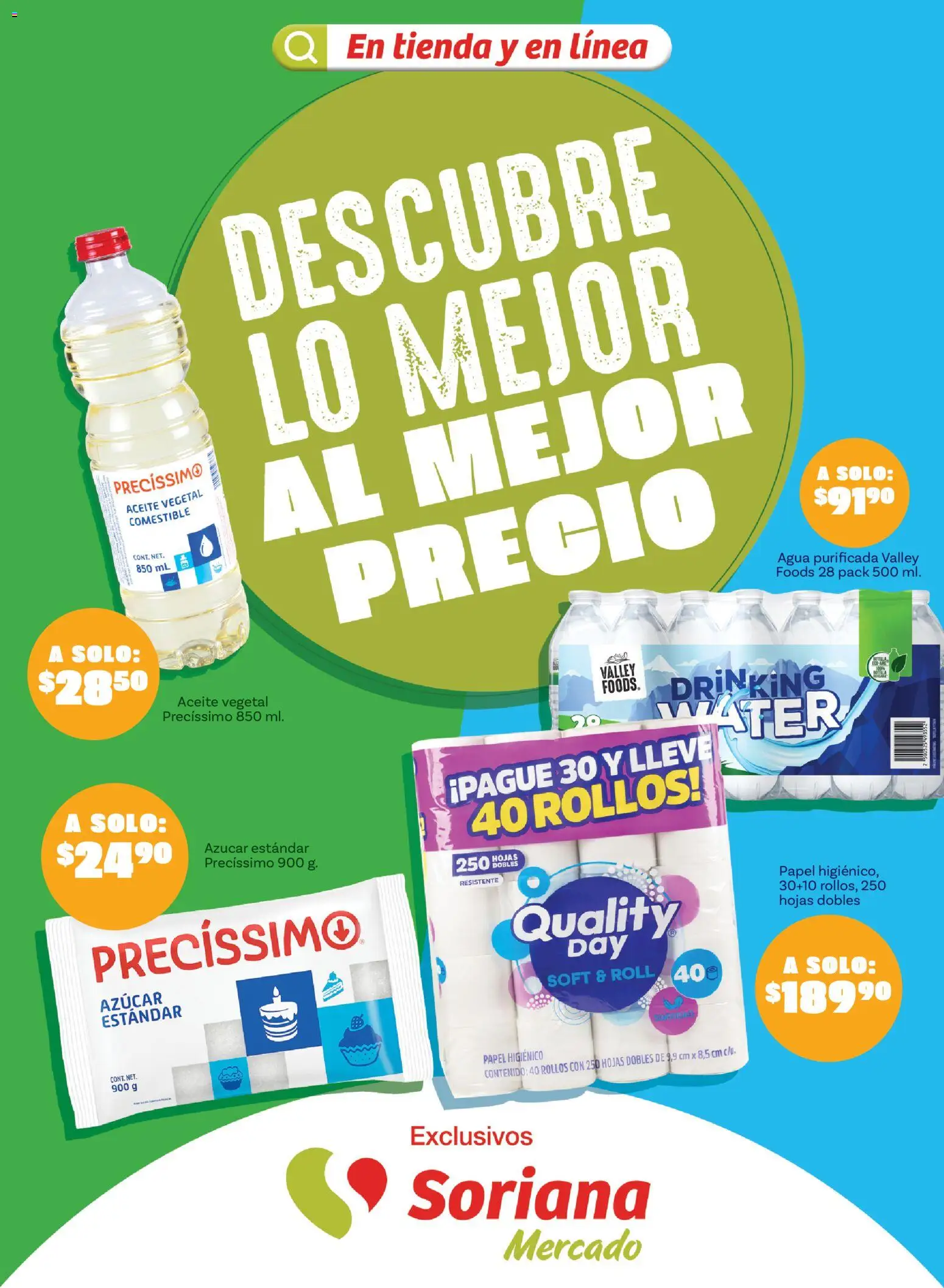 Nuevas ofertas de Soriana válidas en toda la República Mexicana desde el 01/09/2026. ¡Encuentra las mejores ofertas en Soriana Descubre lo mejor al mejor precio Mercado Nacional! | Página: 1 | Productos: Azúcar, Aceite vegetal, Agua, Papel higiénico