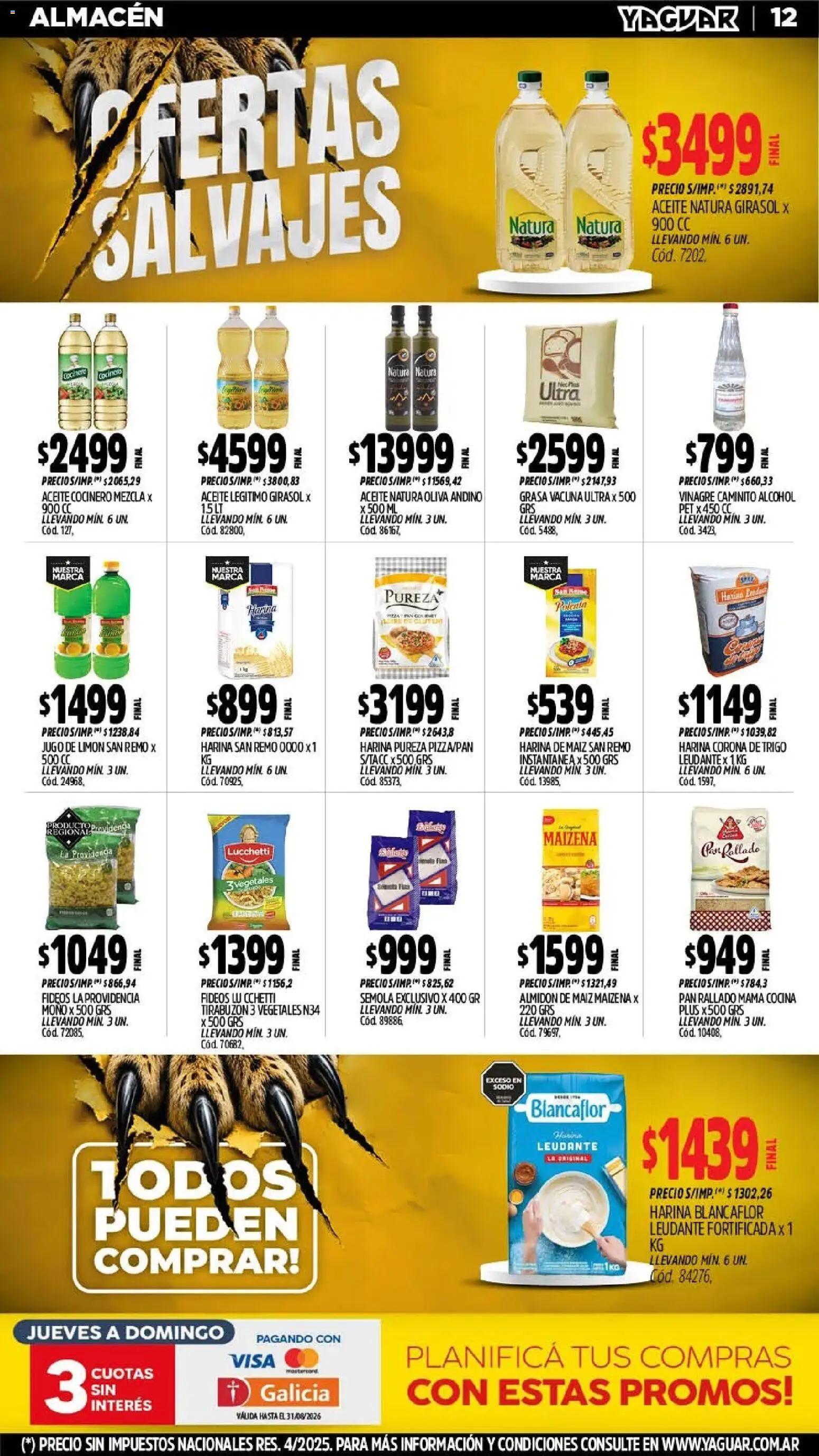 Yaguar - Oferta Semanal Mendoza │ válido desde el 10/08/2026 | Página: 13 | Productos: Vinagre, Pan, Alcohol, Pan rallado