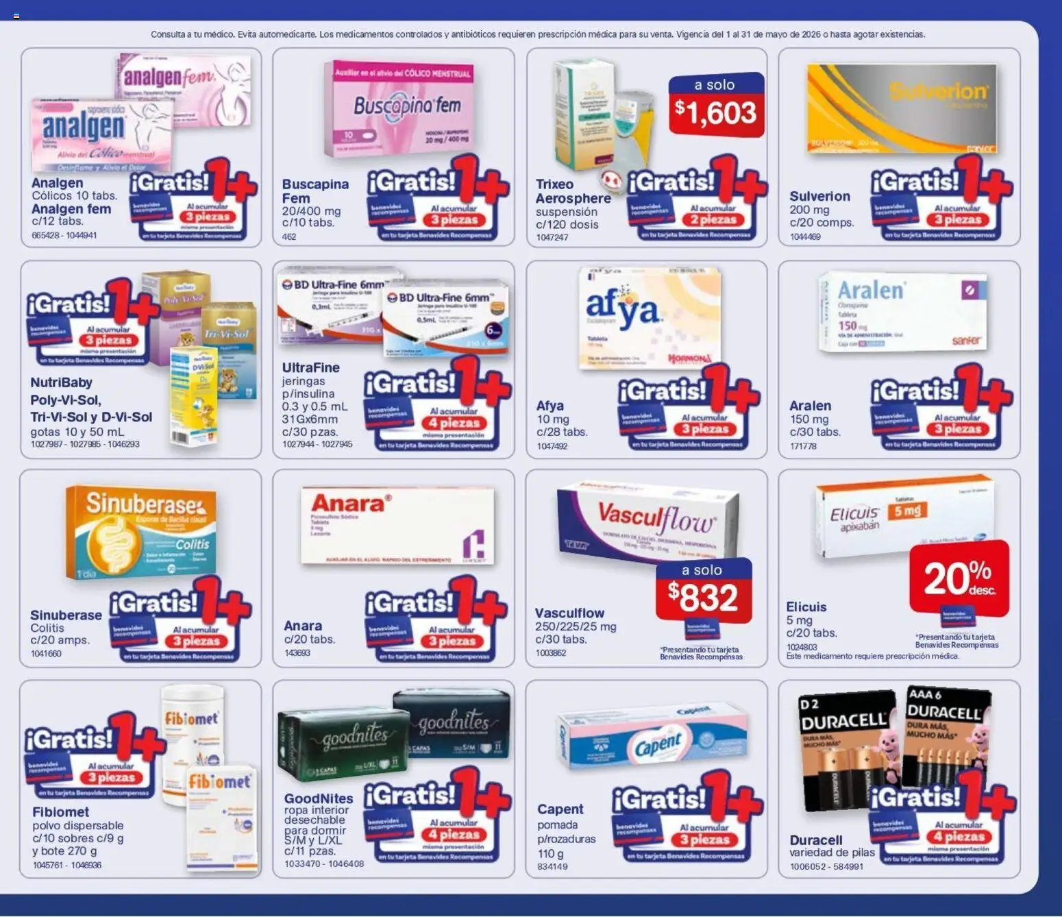 Nuevas ofertas de Farmacia Benavides válidas en toda la República Mexicana desde el 01.05.2026. ¡Encuentra las mejores ofertas en Farmacia Benavides catálogo! | Página: 15 | Productos: Pomada, Polvo, Tableta, Pilas