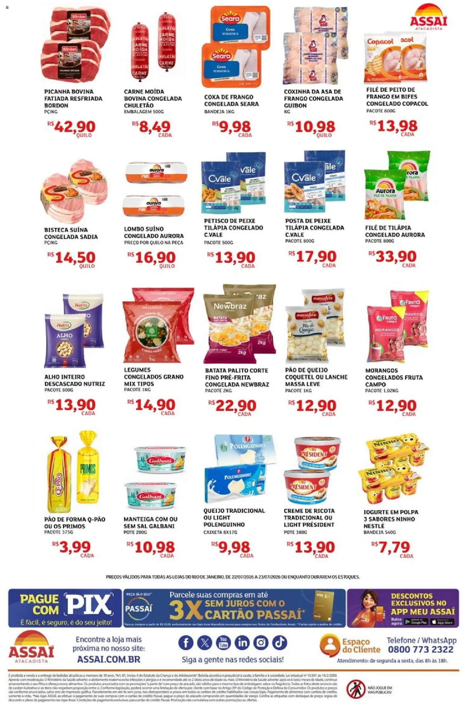 Assaí Atacadista Folheto - válido de 22/07/2026 | Página: 2 | Produtos: Lombo, Queijo, Iogurte, Morangos