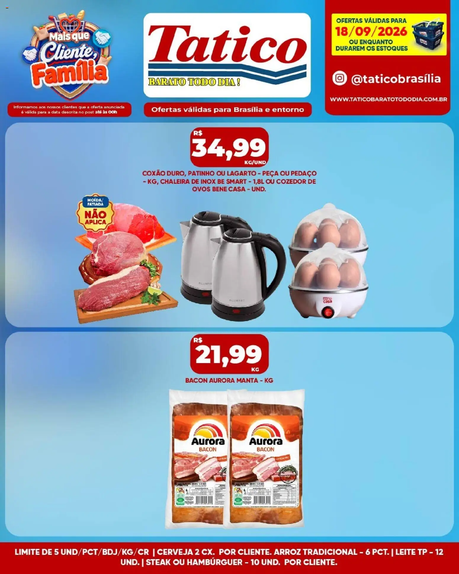 Tatico Folheto - válido de 18/09/2026 | Página: 13 | Produtos: Chaleira, Steak, Ovos, Bacon