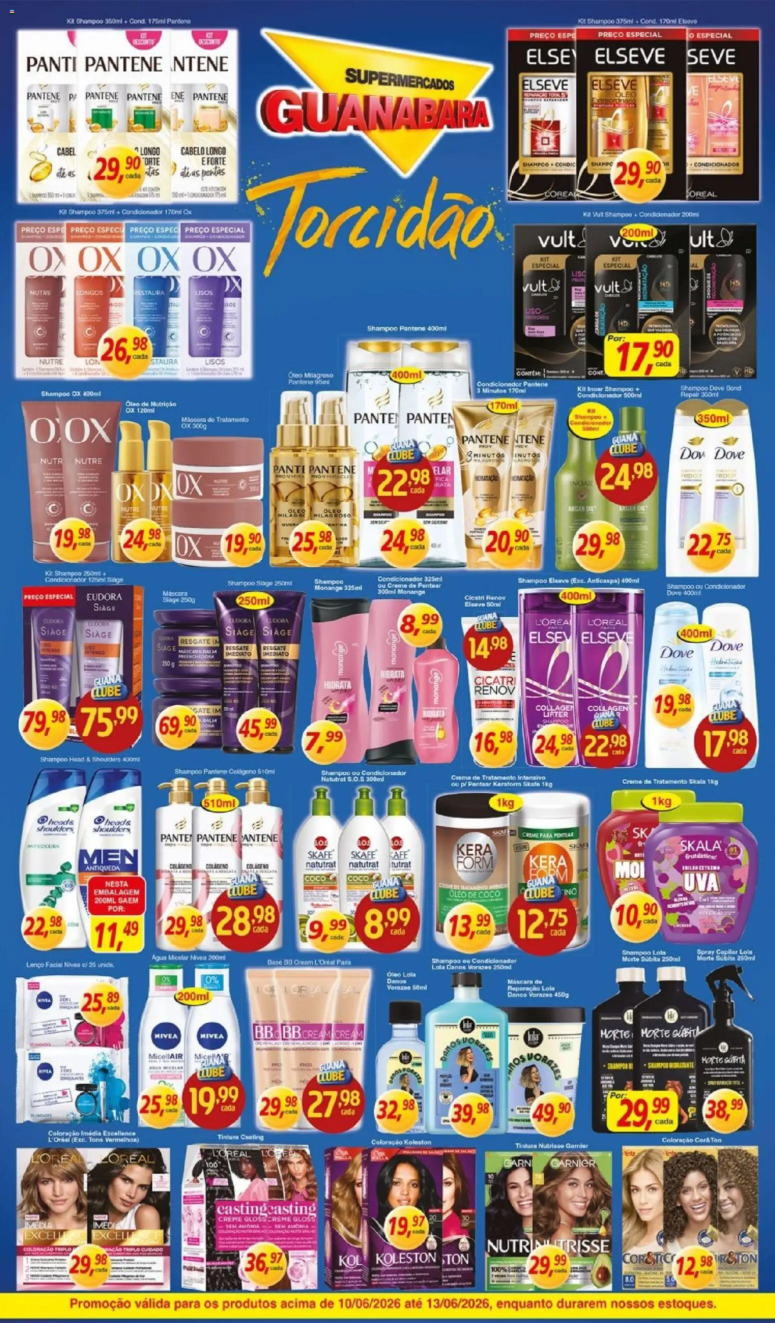 Supermercados Guanabara Folheto - válido de 10.06.2026 | Página: 10 | Produtos: Colágeno, Shampoo pantene, Creme para pentear, Óleo de coco