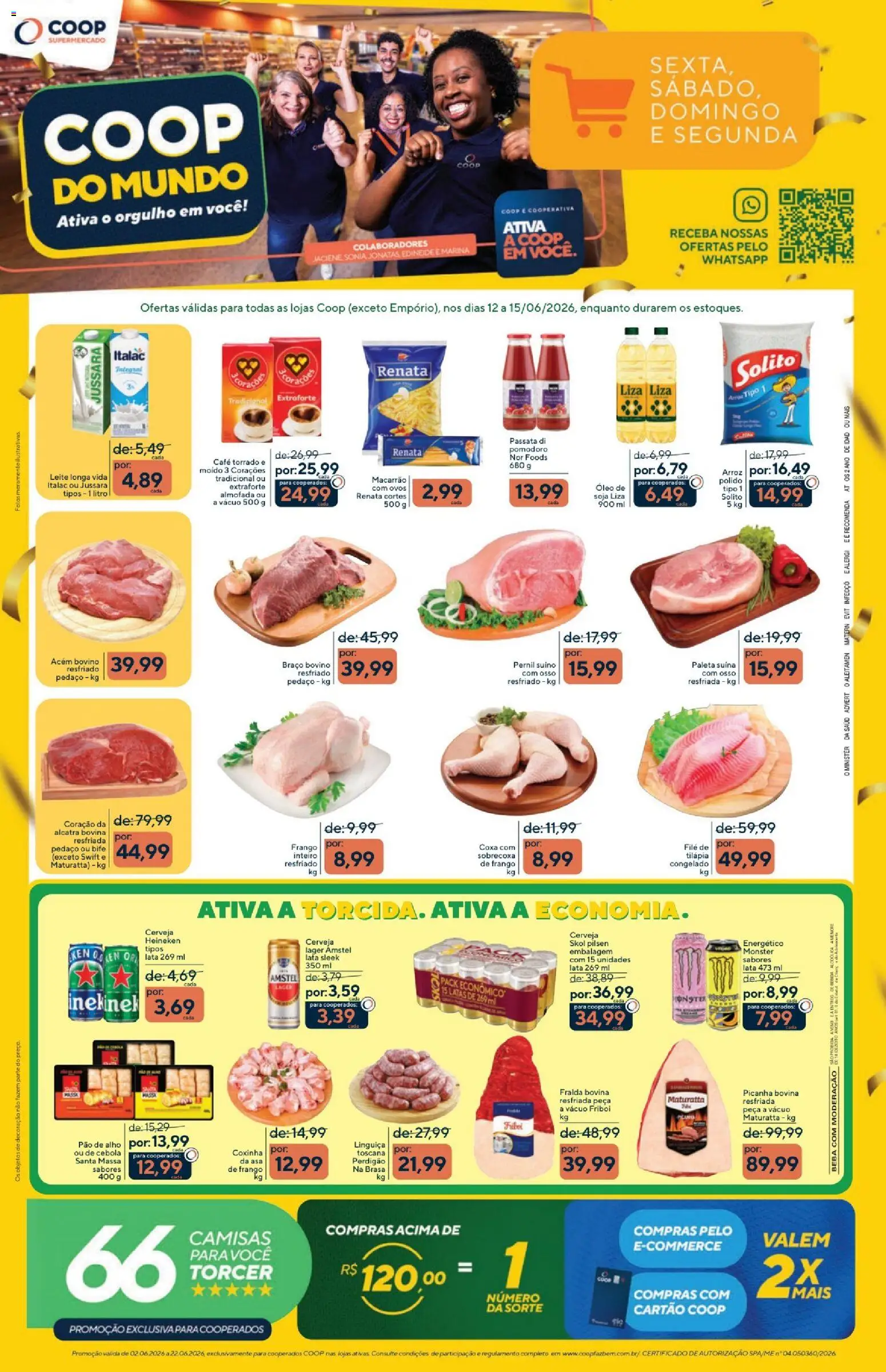 Coop Folheto - válido de 12.06.2026 | Página: 1 | Produtos: Alho, Alcatra, Cerveja Heineken, Macarrão