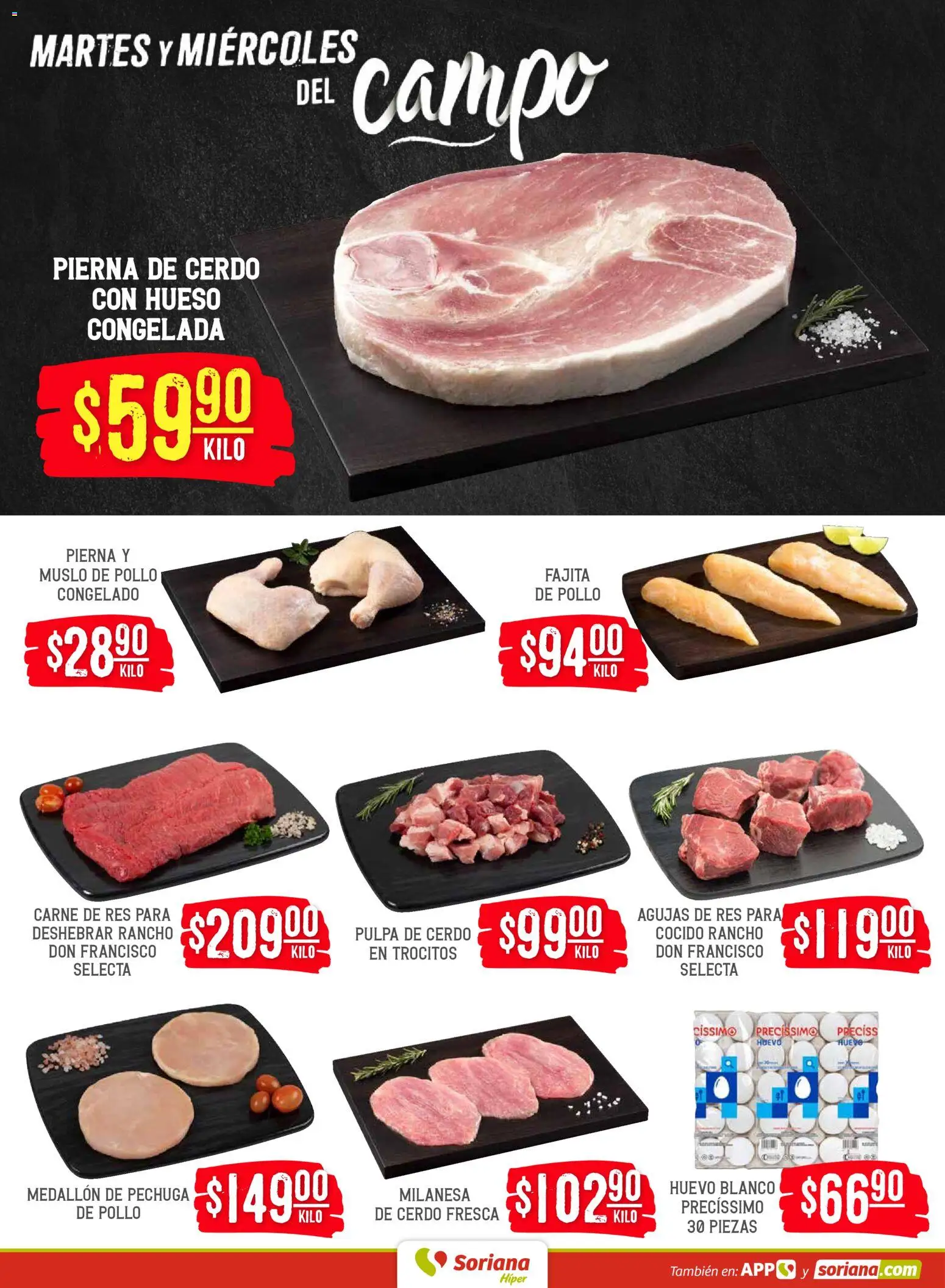 Nuevas ofertas de Soriana válidas en toda la República Mexicana desde el 05.05.2026. ¡Encuentra las mejores ofertas en Soriana Martes y Miércoles del Campo Híper: BCS, Son y Sin! | Página: 4 | Productos: Pollo, Milanesa, Huevo, Res