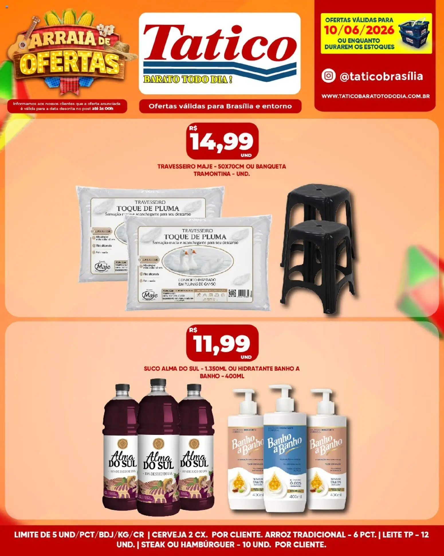 Tatico Folheto - válido de 11.06.2026 | Página: 42 | Produtos: Travesseiro, Leite, Suco, Cerveja