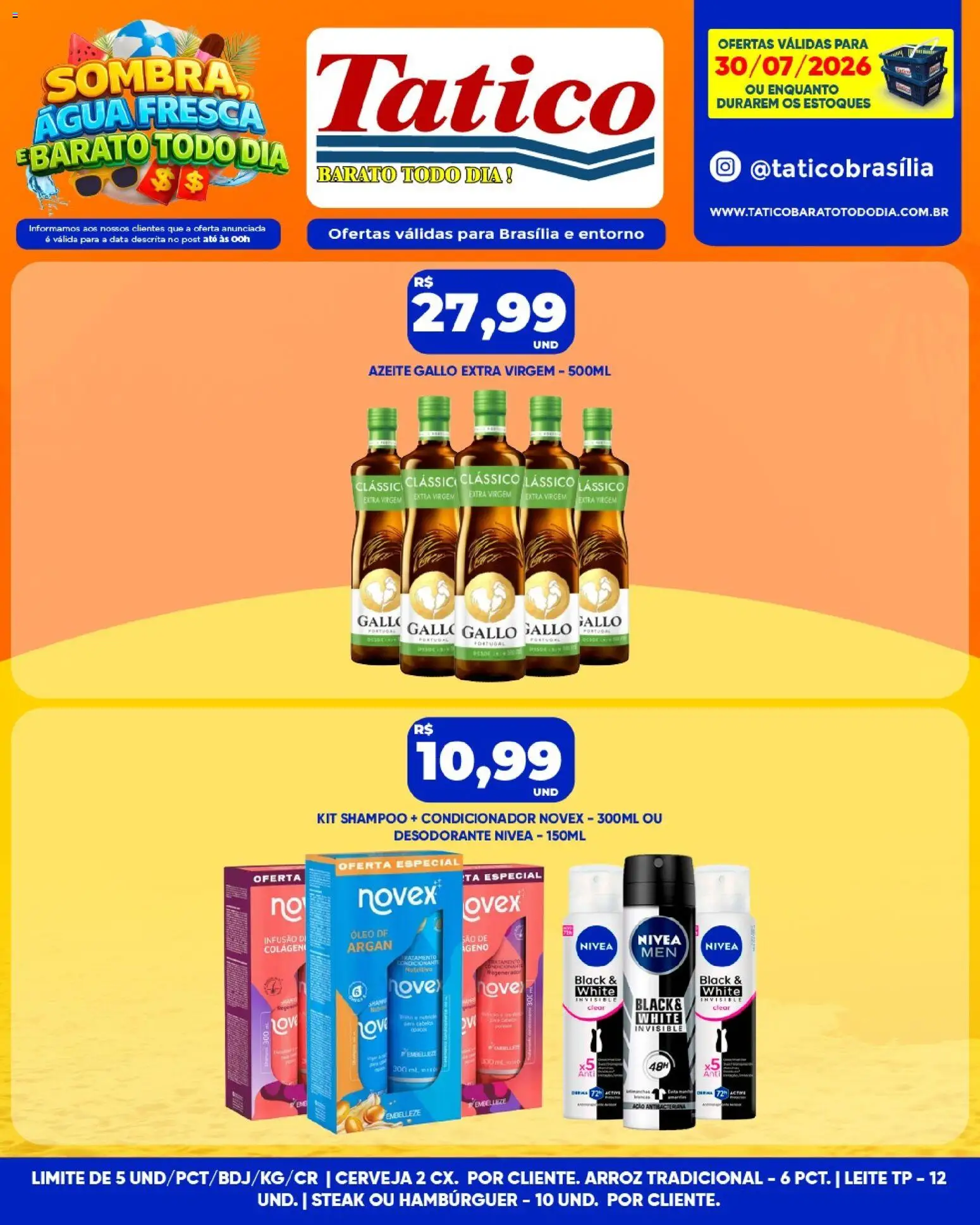 Tatico Folheto - válido de 30/07/2026 | Página: 11 | Produtos: Shampoo, Leite, Hambúrguer, Azeite