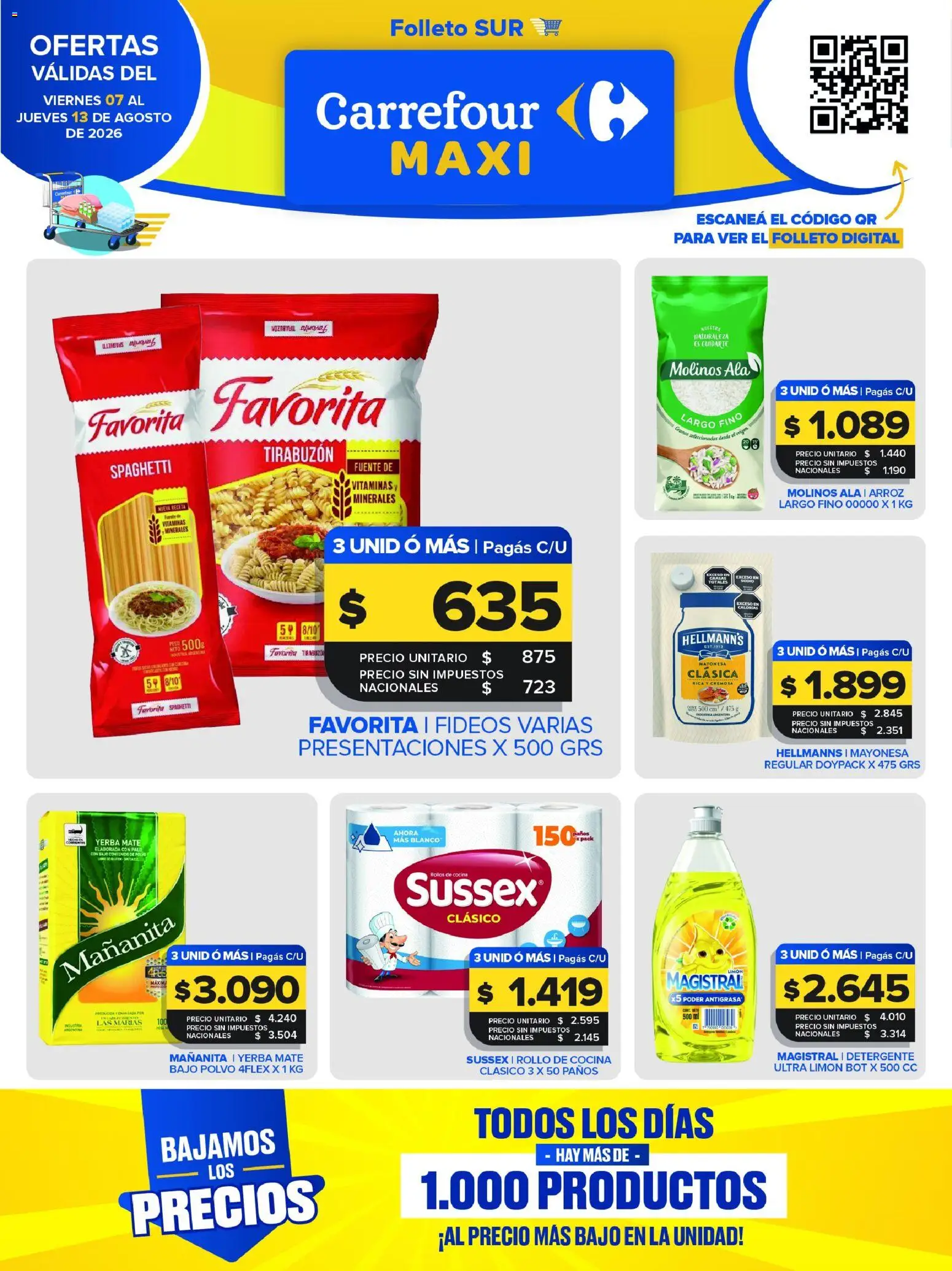 Carrefour Maxi catálogo │ válido desde el 07/08/2026 | Página: 1 | Productos: Vitaminas, Mate, Detergente, Arroz