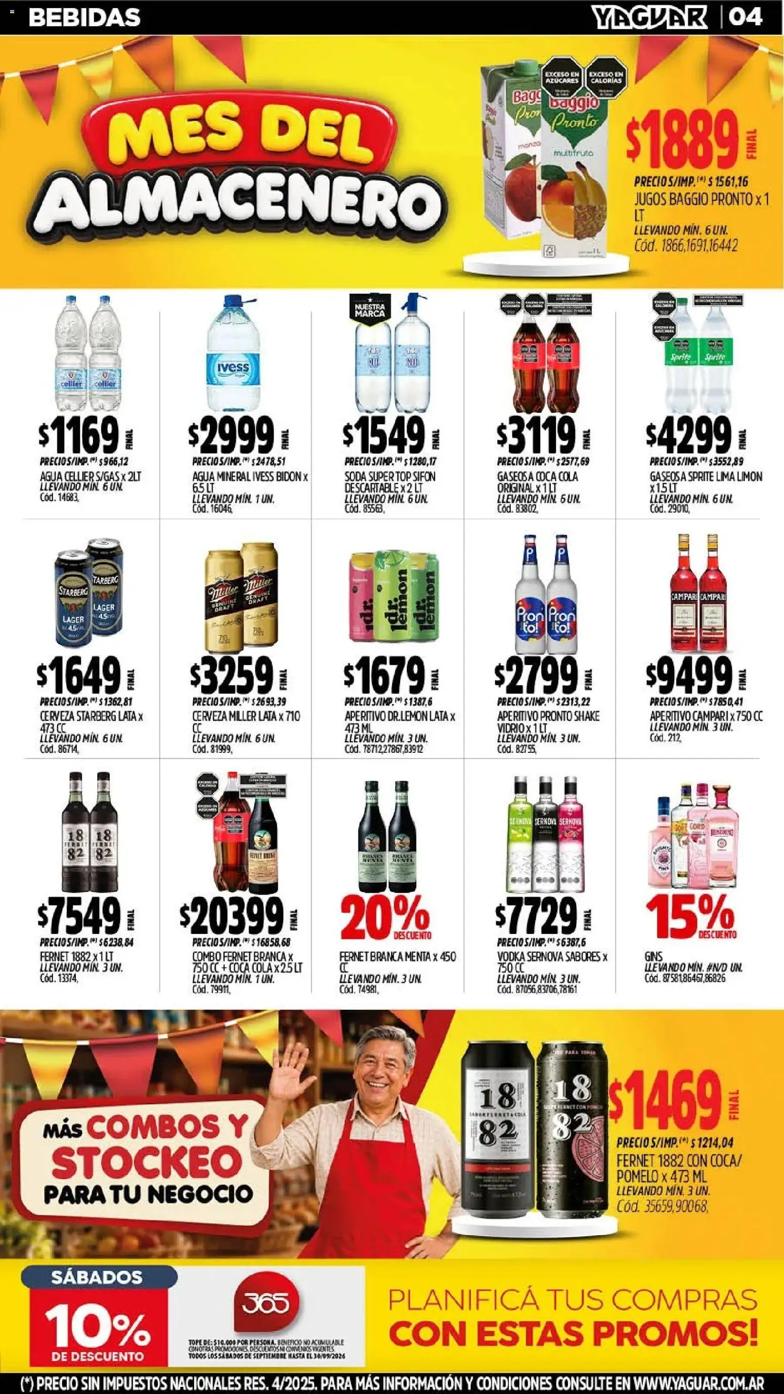 Yaguar - Oferta Semanal General Roca │ válido desde el 28/09/2026 | Página: 4 | Productos: Sprite, Bebidas, Gaseosa, Agua