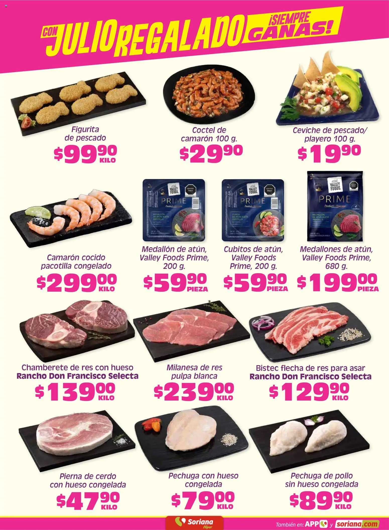 Nuevas ofertas de Soriana válidas en toda la República Mexicana desde el 22.05.2026. ¡Encuentra las mejores ofertas en Soriana Fin de Semana Híper: Tamaulipas (excepto Cd. Victoria y Tampico)! | Página: 5 | Productos: Pollo, Milanesa, Cerdo, Res