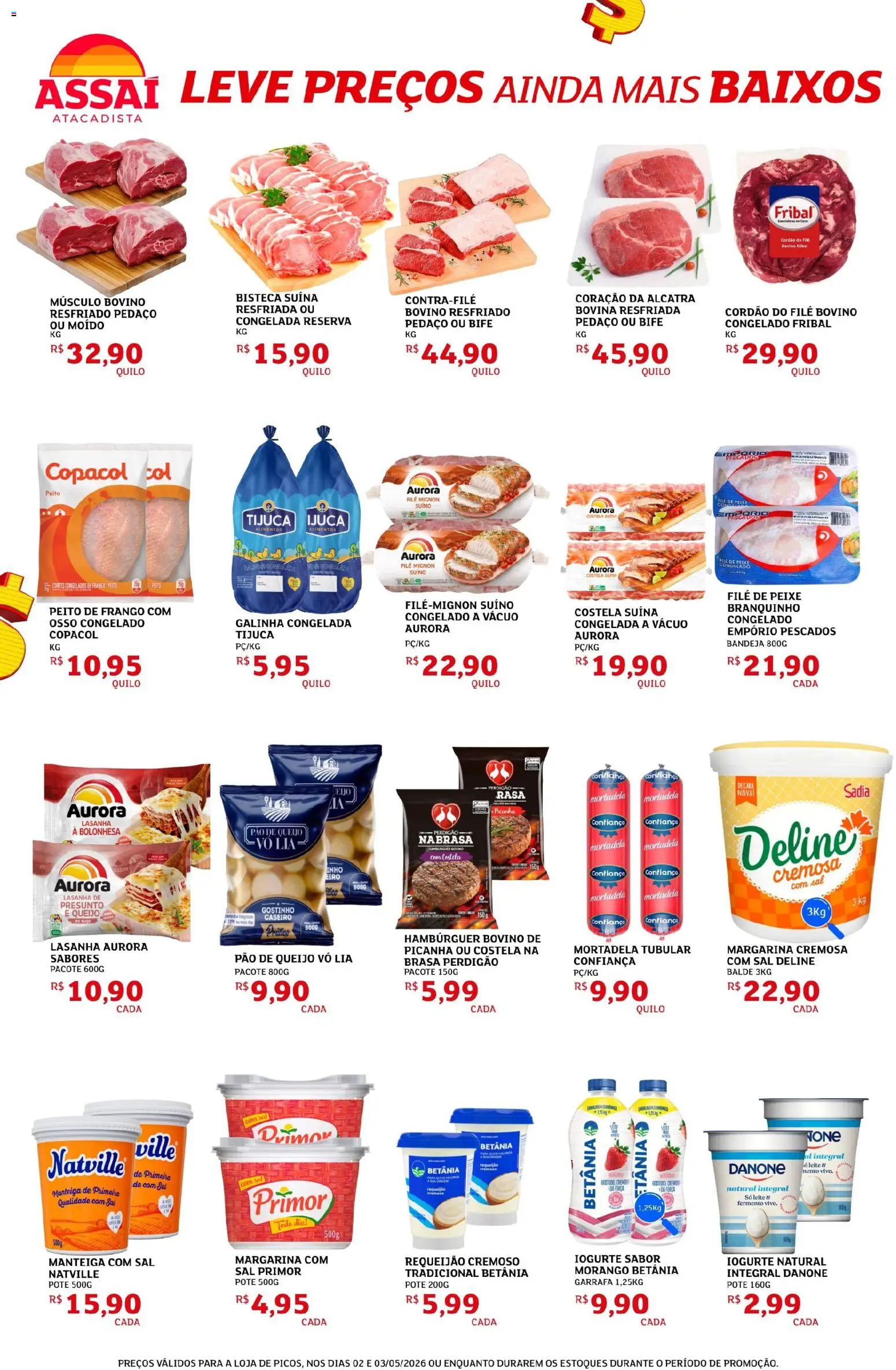 Assaí Atacadista Folheto - válido de 02.05.2026 | Página: 2 | Produtos: Iogurte, Peixe, Hambúrguer, Peito de frango