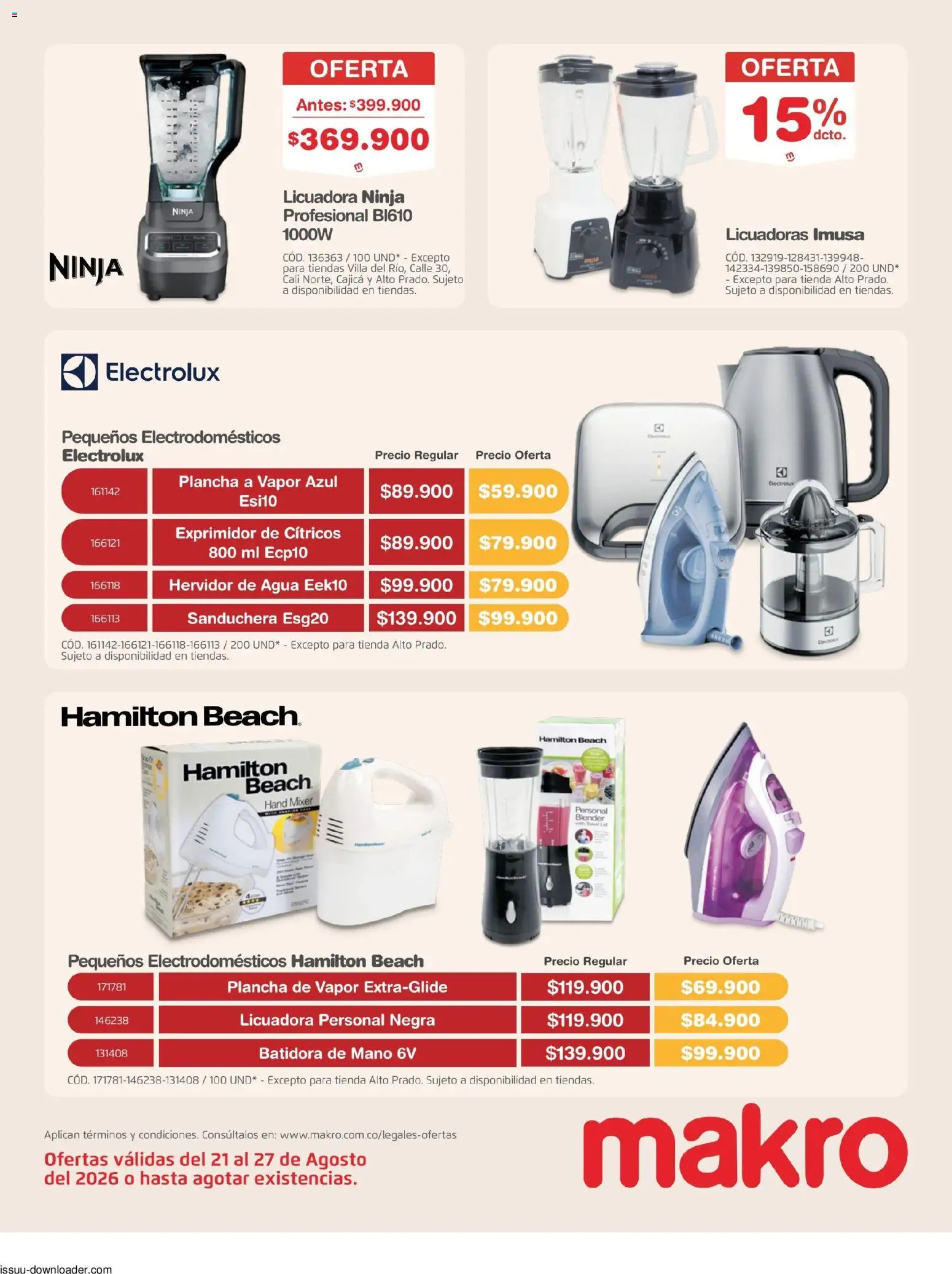 Makro revista - valida desde el 21/08/2026 | Página: 4 | Productos: Agua, Plancha, Batidora, Licuadora