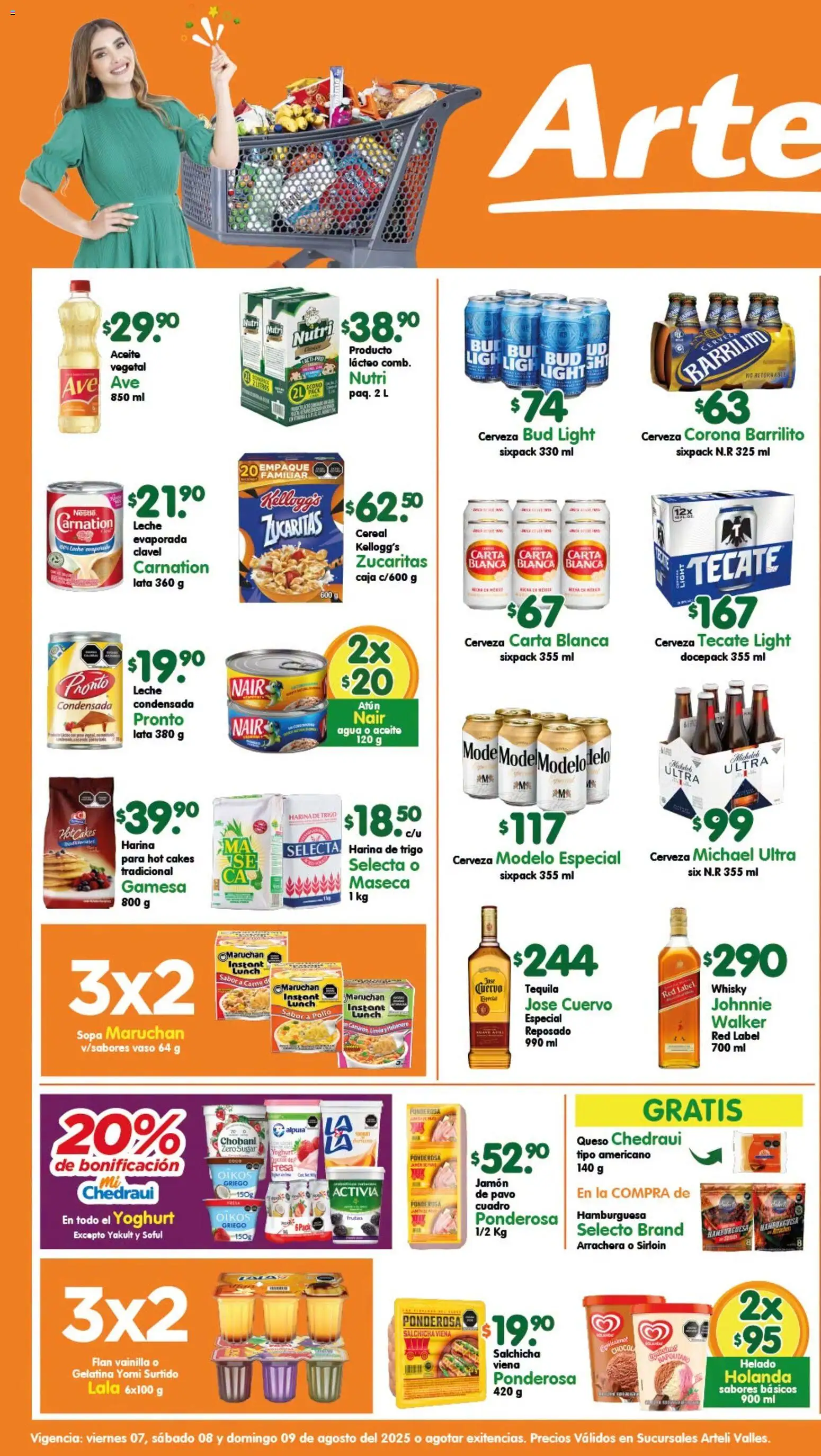 Nuevas ofertas de Arteli válidas en toda la República Mexicana desde el 07/08/2026. ¡Encuentra las mejores ofertas en Arteli folleto Valles! | Página: 1 | Productos: Fresa, Salchicha, Atún, Queso