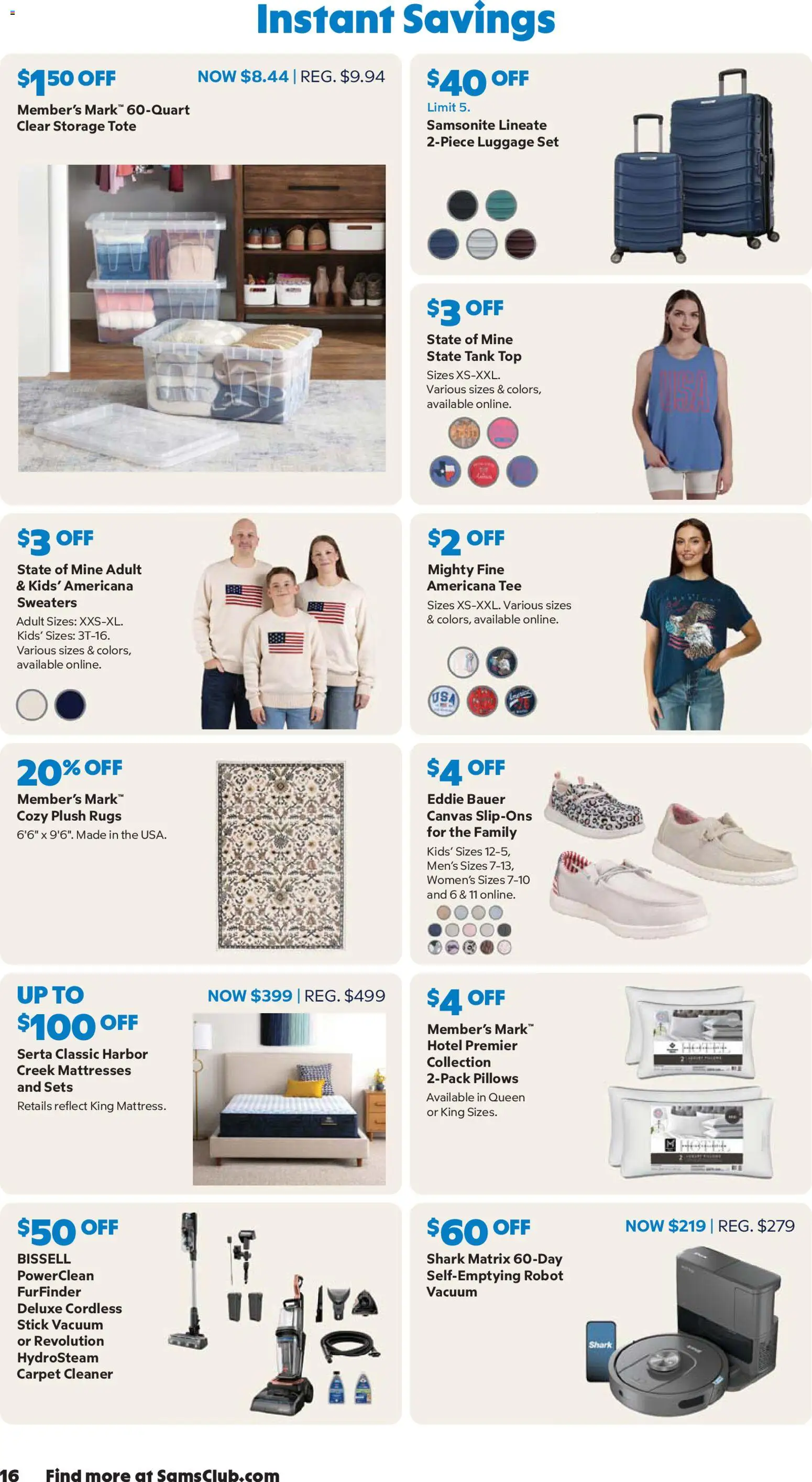 Sam's Club Weekly Ad - valid from 01.06.2026 | Page: 16 | Products: Vacuum, Canvas, Carpet, Tank top