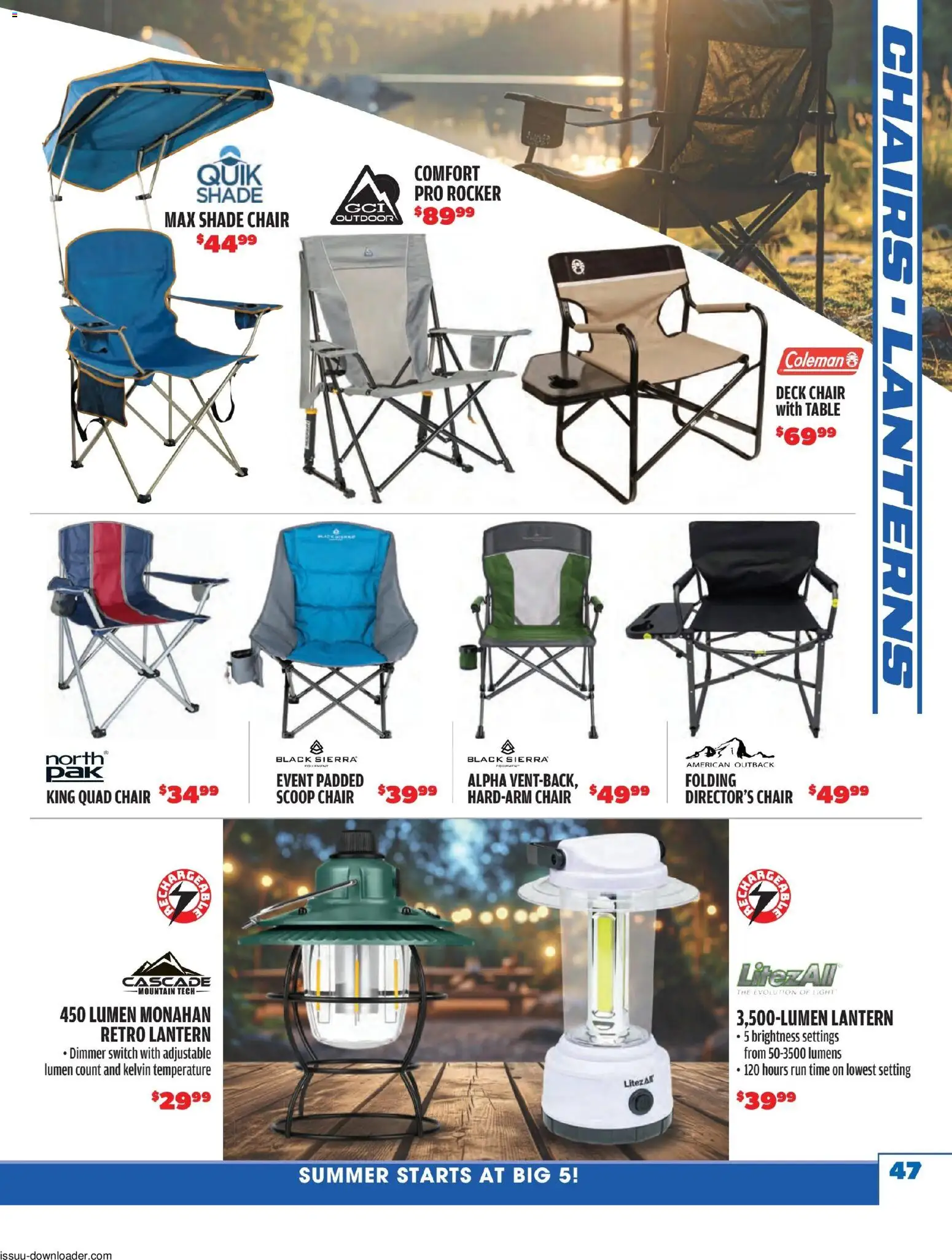 Big 5 Sporting Goods Summer Catalog - valid from 05/26/2026 | Page: 47 | Products: Deck chair, Table, Chair, Switch