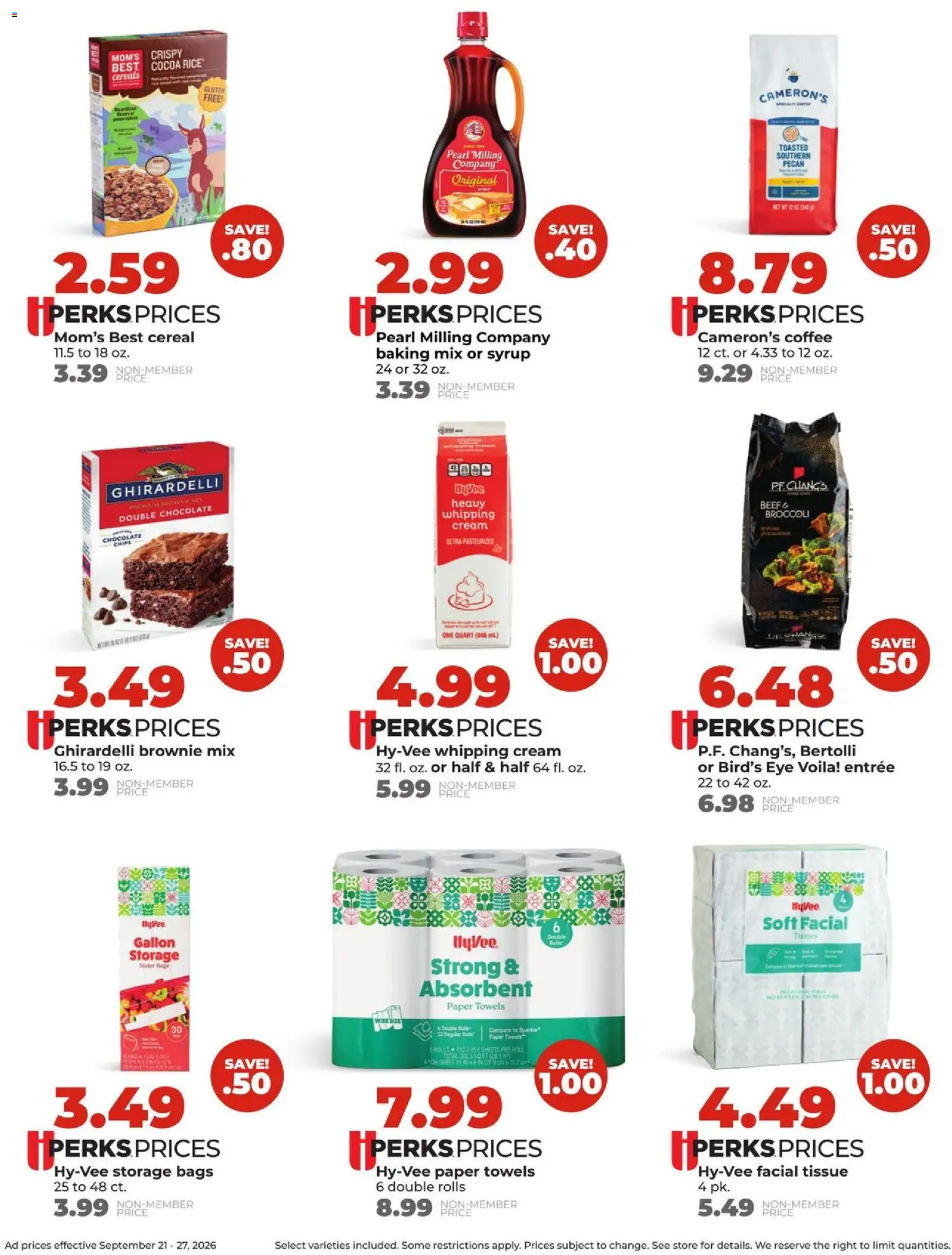 HyVee Weekly Ad - valid from 09/21/2026 | Page: 6 | Products: Chocolate, Chips, Whipping cream, Cereal