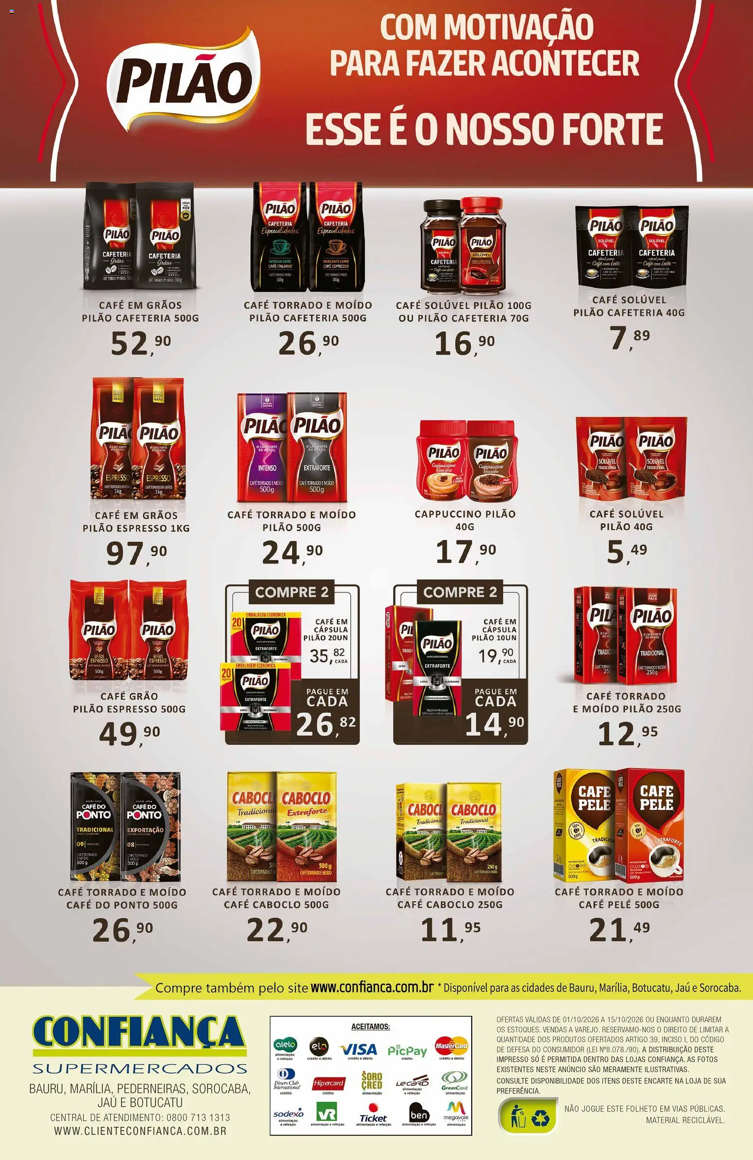 Confiança Folheto - válido de 01/10/2026 | Página: 2 | Produtos: Especialidades, Cappuccino, Leite, Café