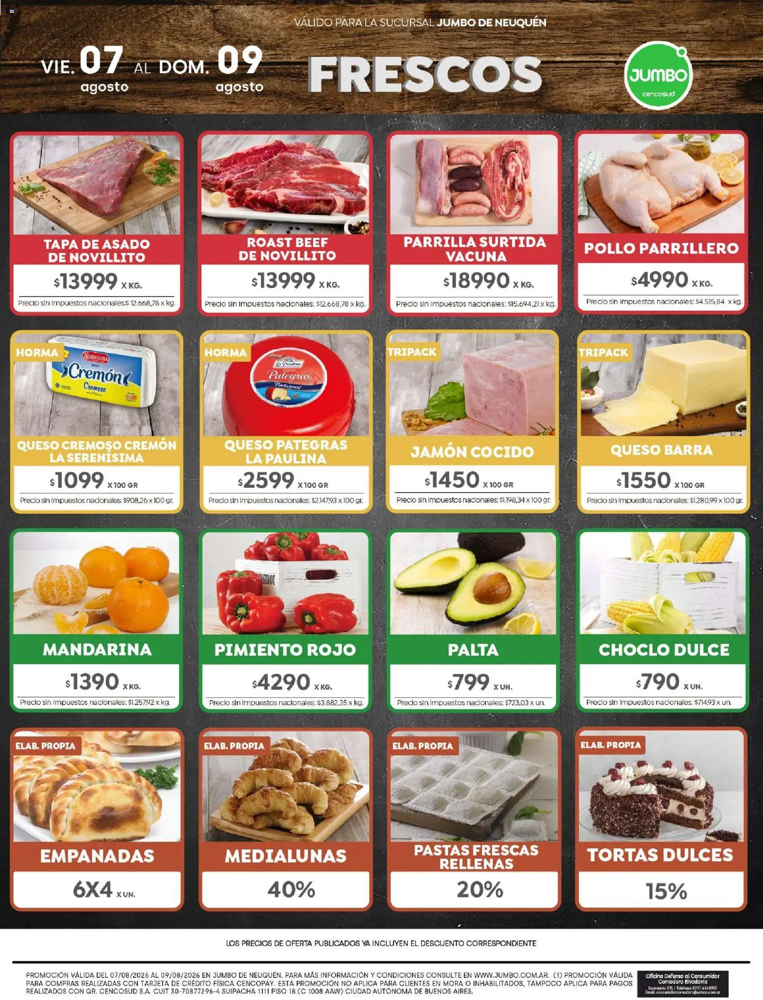 Jumbo - Ofertas Neuquén │ válido desde el 07/08/2026 | Página: 8 | Productos: Tortas, Dulces, Palta, Pimiento