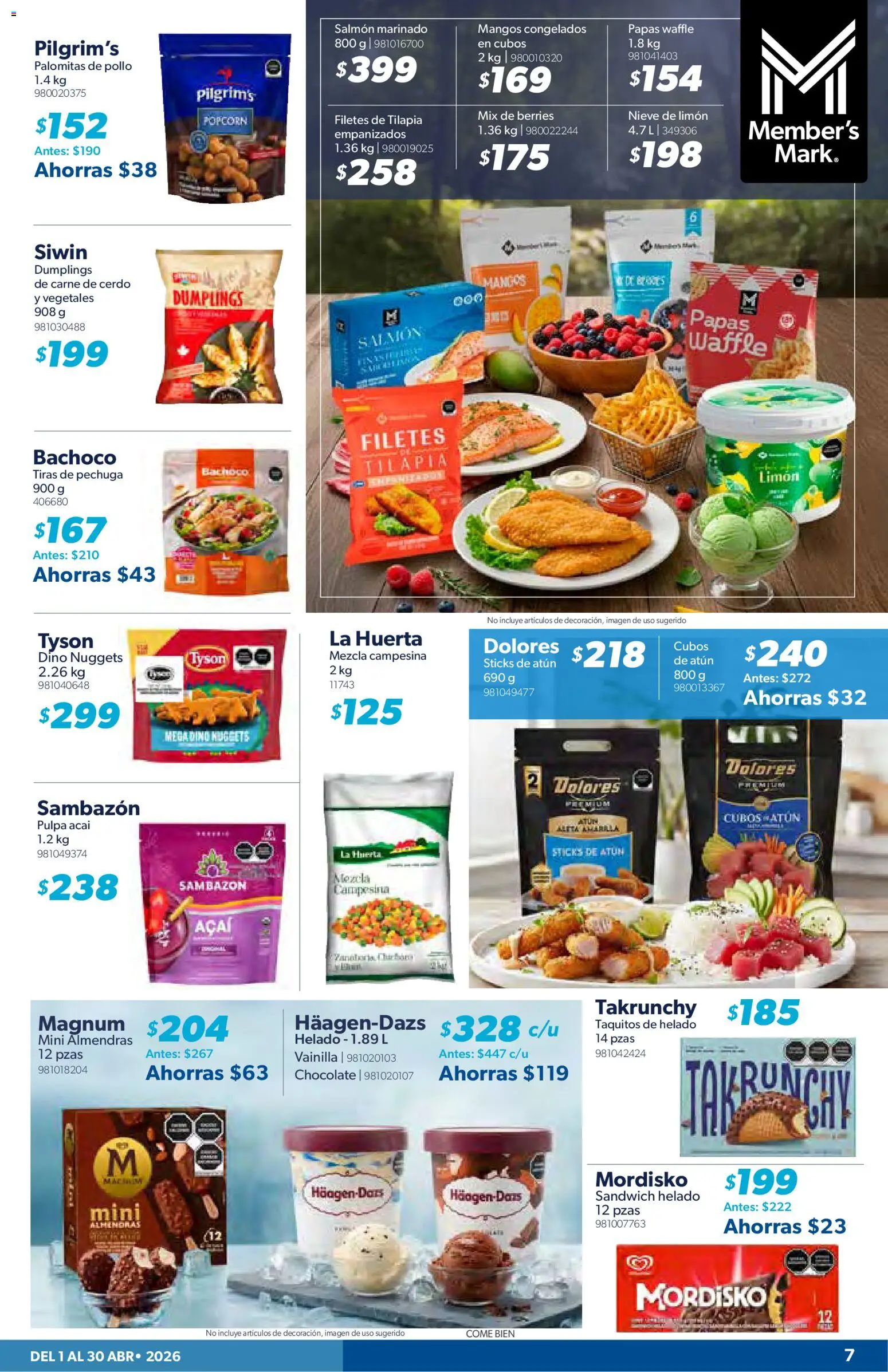 Nuevas ofertas de Sam's Club válidas en toda la República Mexicana desde el 01.04.2026. ¡Encuentra las mejores ofertas en Sam's Club catálogo! | Página: 7 | Productos: Almendras, Atún, Chocolate, Helado