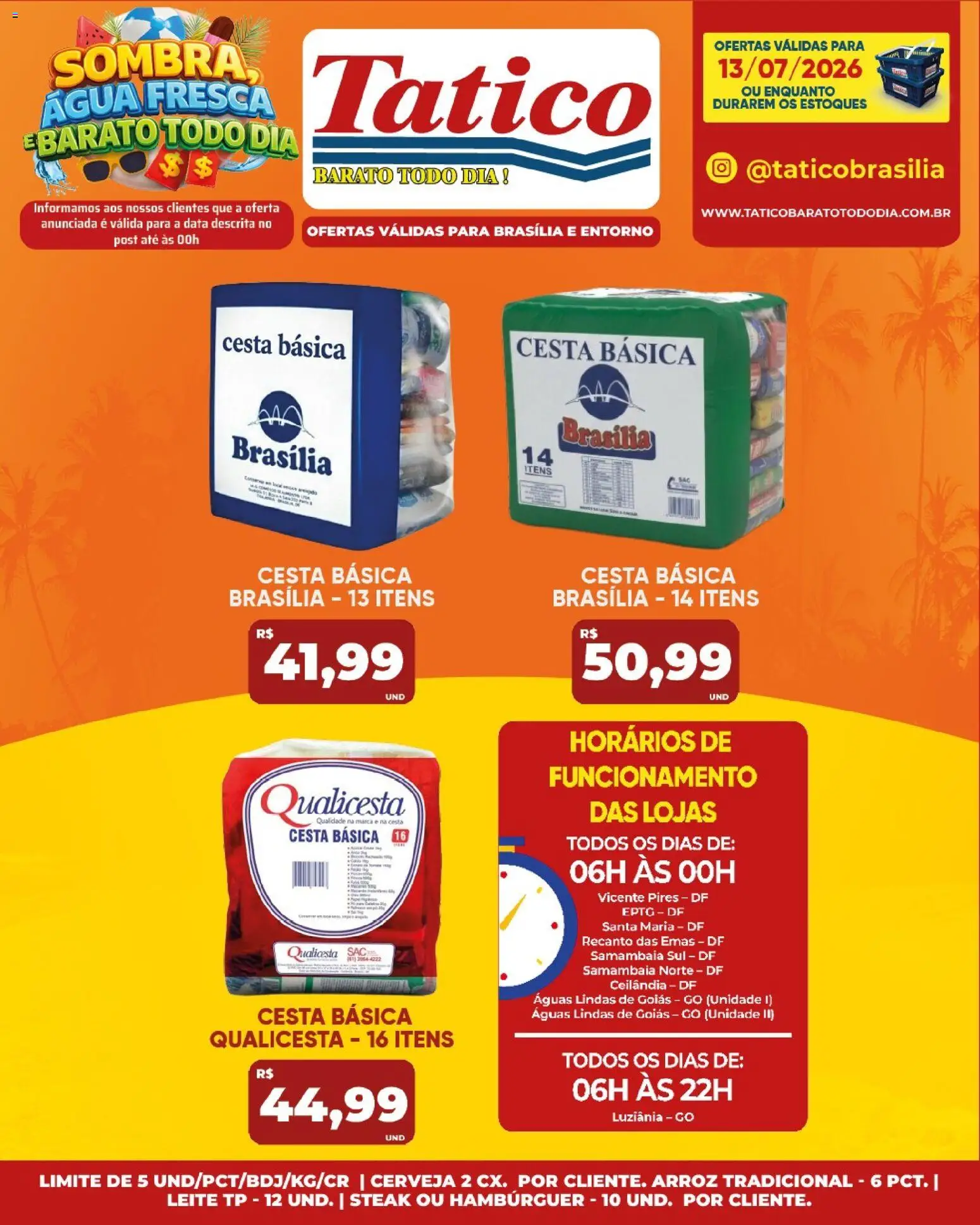 Tatico Folheto - válido de 13/07/2026 | Página: 16 | Produtos: Leite, Cesta, Cerveja, Arroz