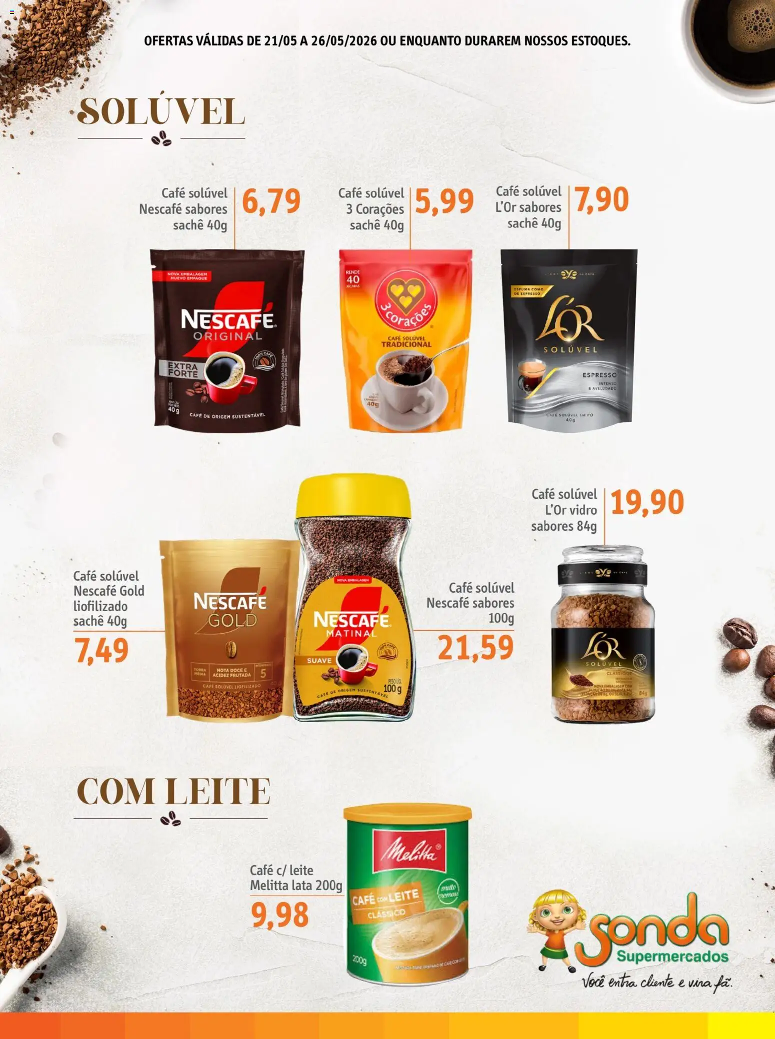 Sonda Folheto - válido de 21.05.2026 | Página: 3 | Produtos: Pó, Leite, Café, Café solúvel