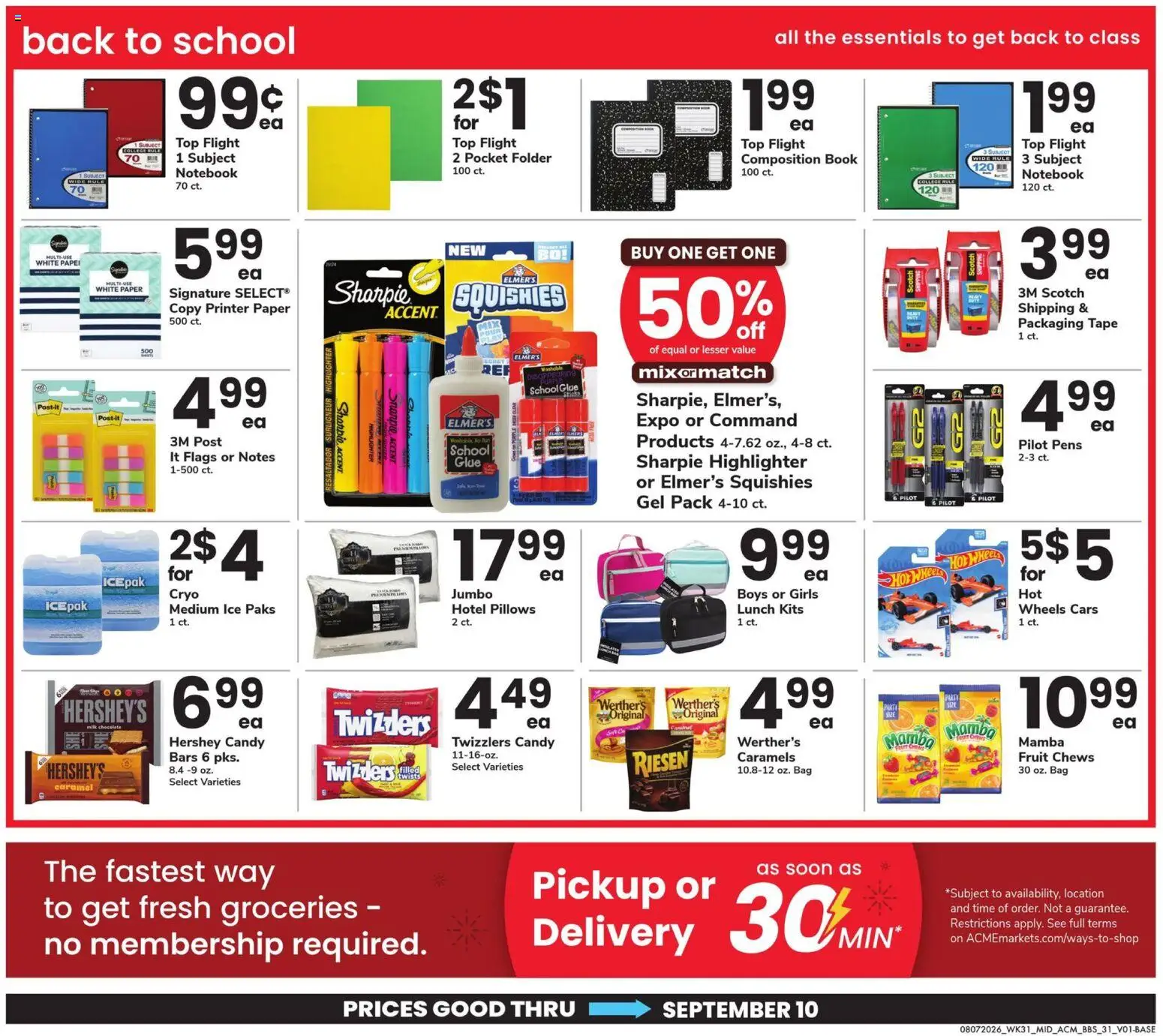 Acme Big Book of Savings - valid from 08/07/2026 | Page: 31 | Products: Groceries, Milk, Chocolate, Notebook