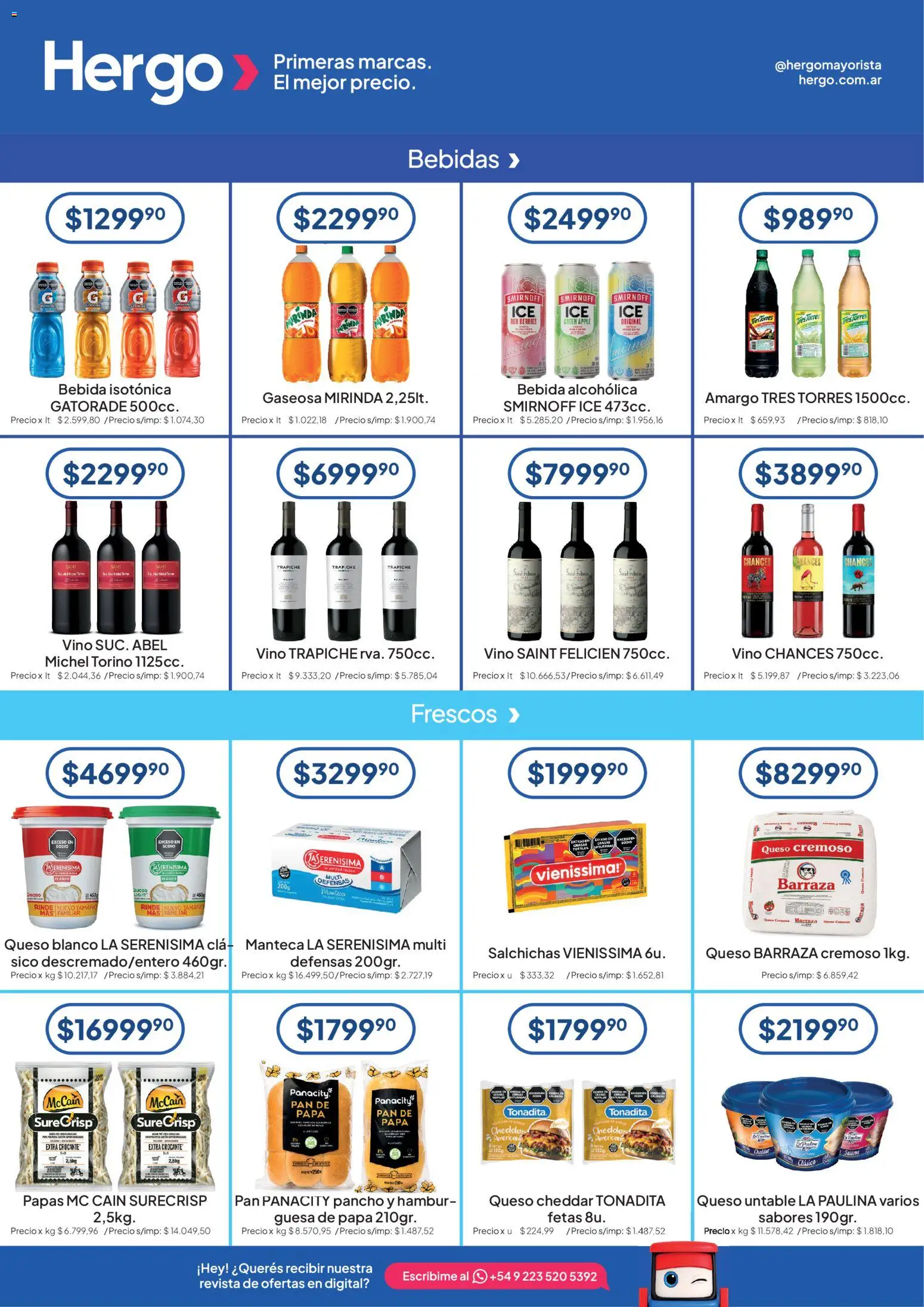 Hergo catálogo │ válido desde el 30/09/2026 | Página: 3 | Productos: Bebidas, Queso blanco, Pan, Salchichas