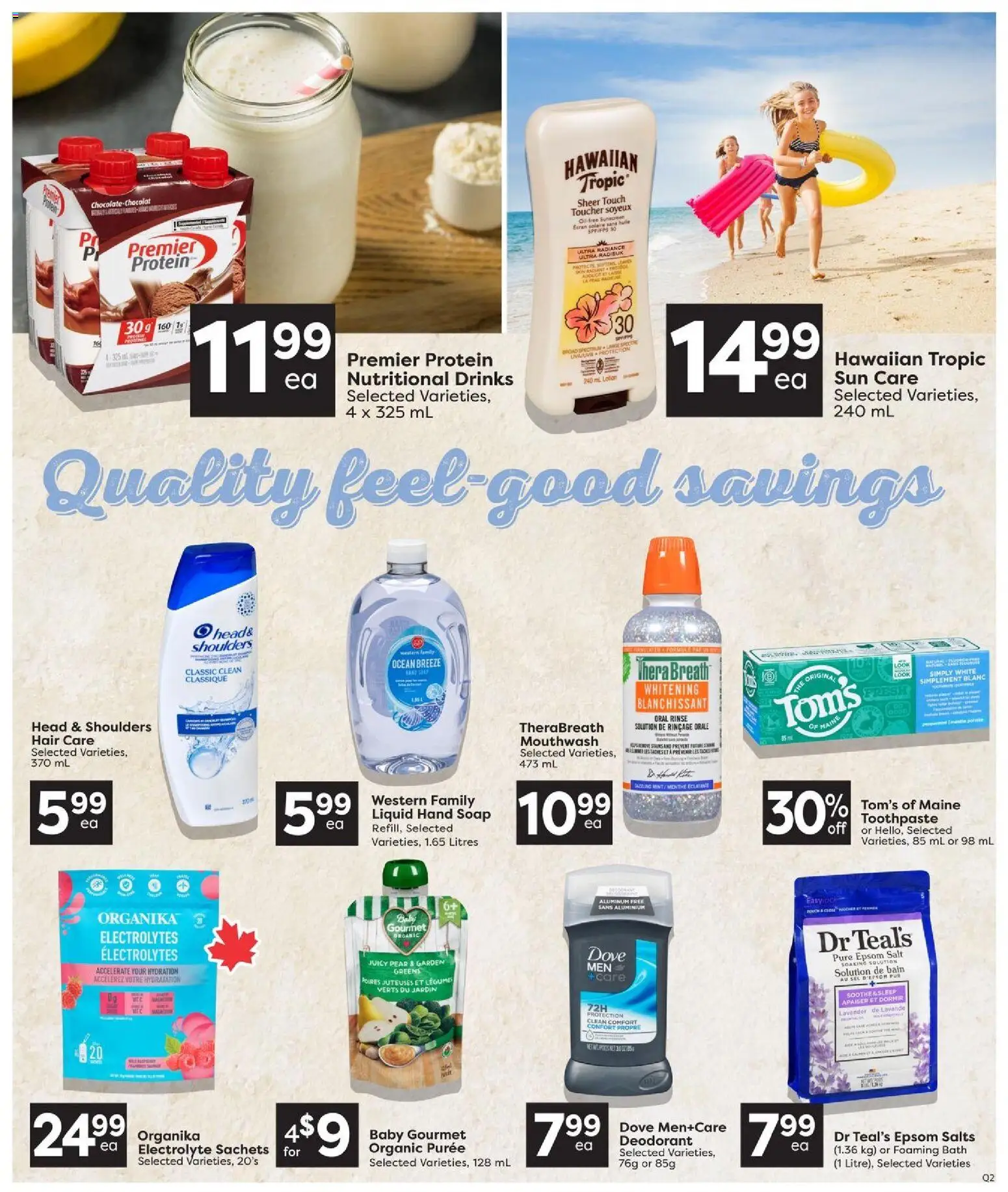 Quality Foods flyer valid from Aug 13, 2026 | Page: 13 | Products: Deodorant, Sachets, Salt, Bath