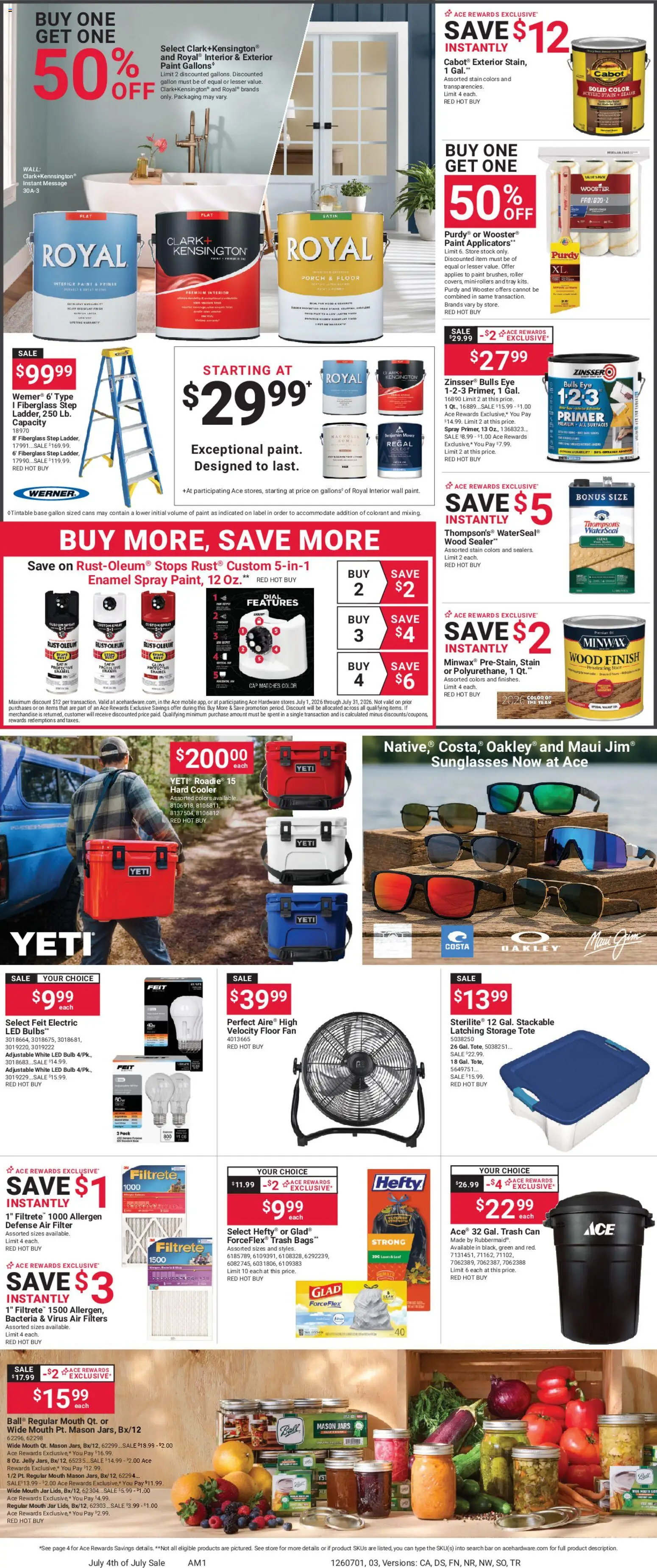 ACE Hardware Weekly Ad - valid from 07/01/2026 | Page: 3 | Products: Acrylic, Cap, Air Filter, Fan