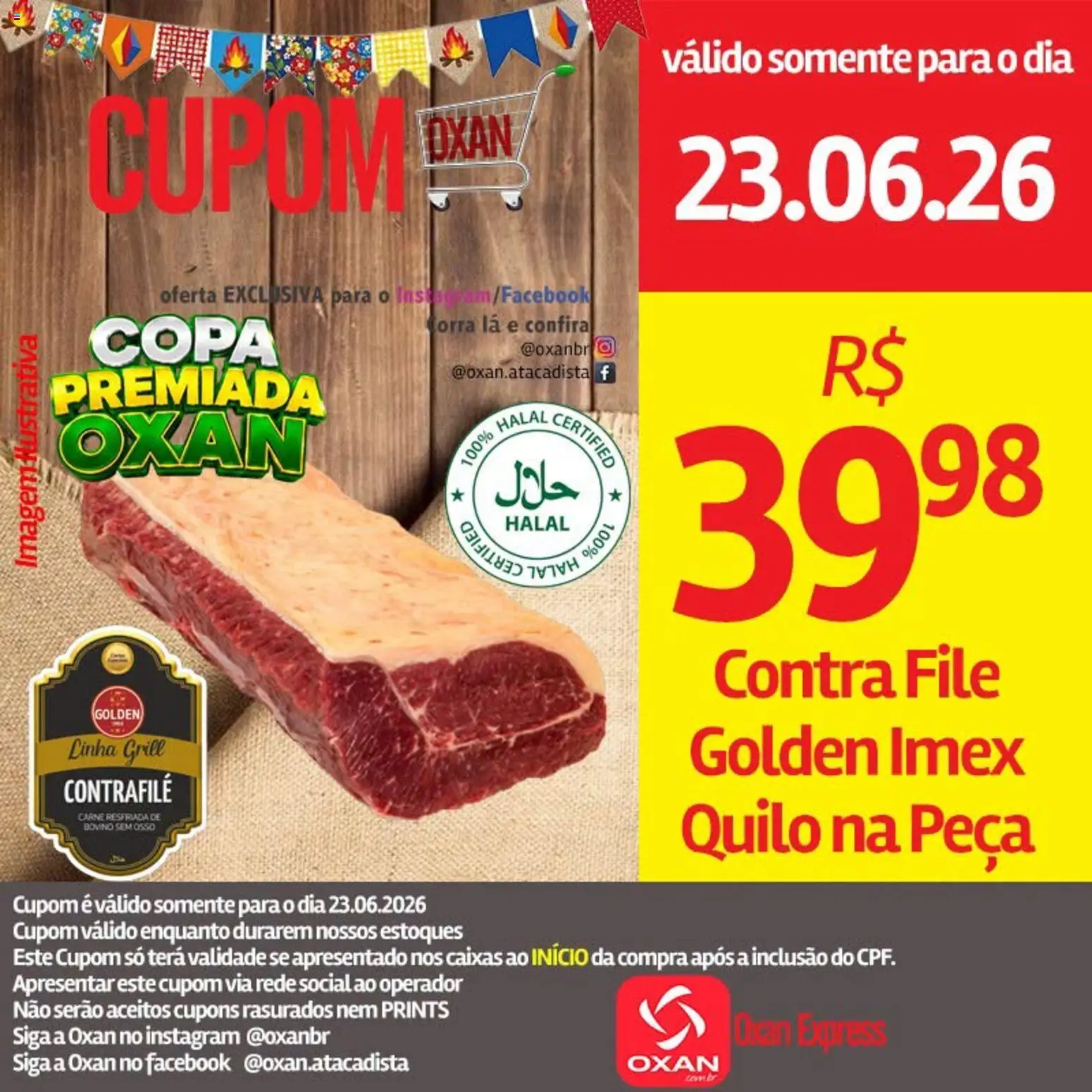 Oxan Atacadista Folheto - válido de 23/06/2026 | Página: 2 | Produtos: Grill, Contra filé, Copa, Carne