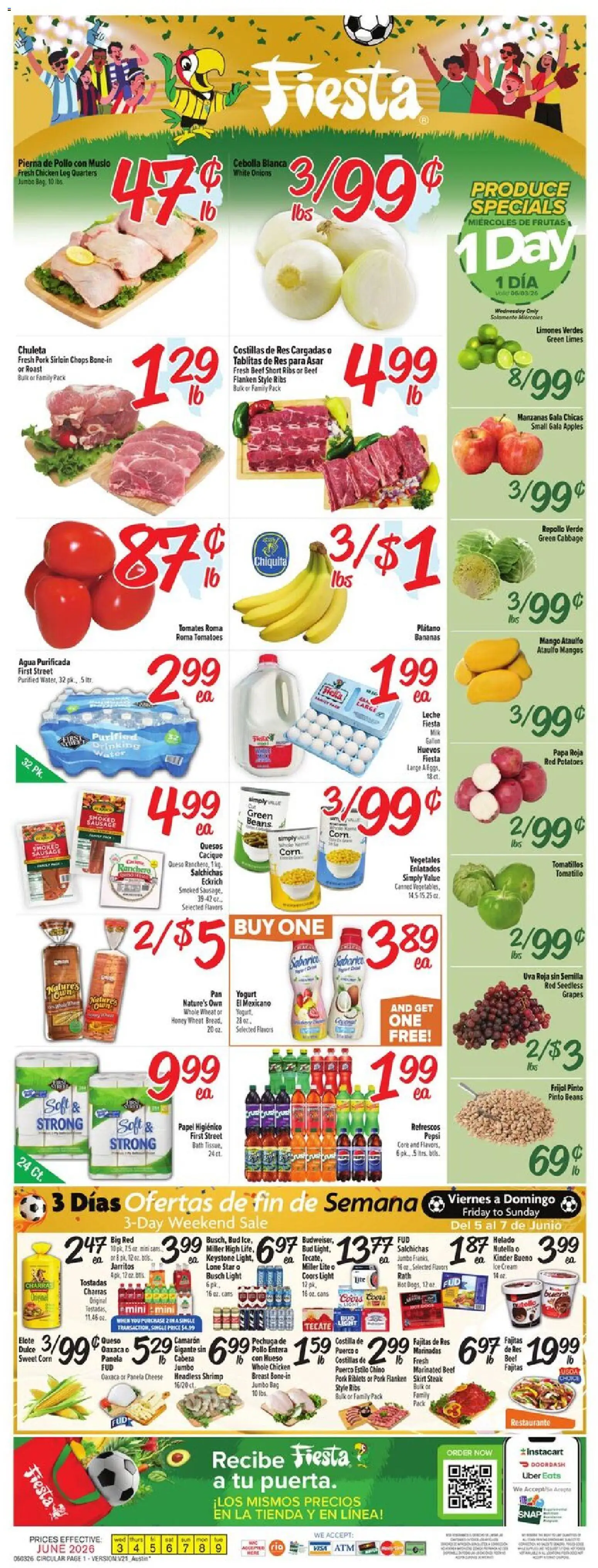 Fiesta Mart Weekly Ad - valid from 03.06.2026 | Page: 1 | Products: Apples, Cream, Potatoes, Cabbage