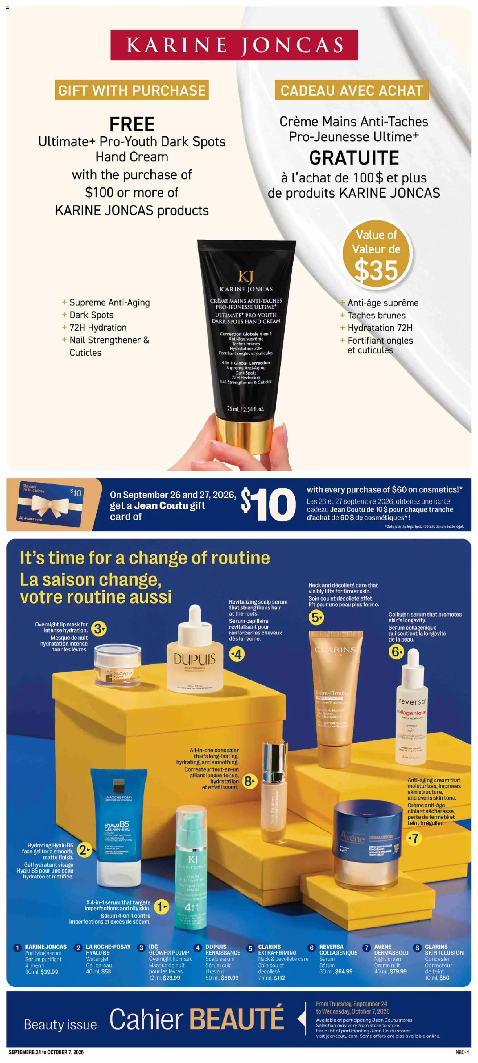 Jean Coutu flyer valid from Sep 24, 2026 | Page: 4 | Products: Cream, Water, Concealer, Mask