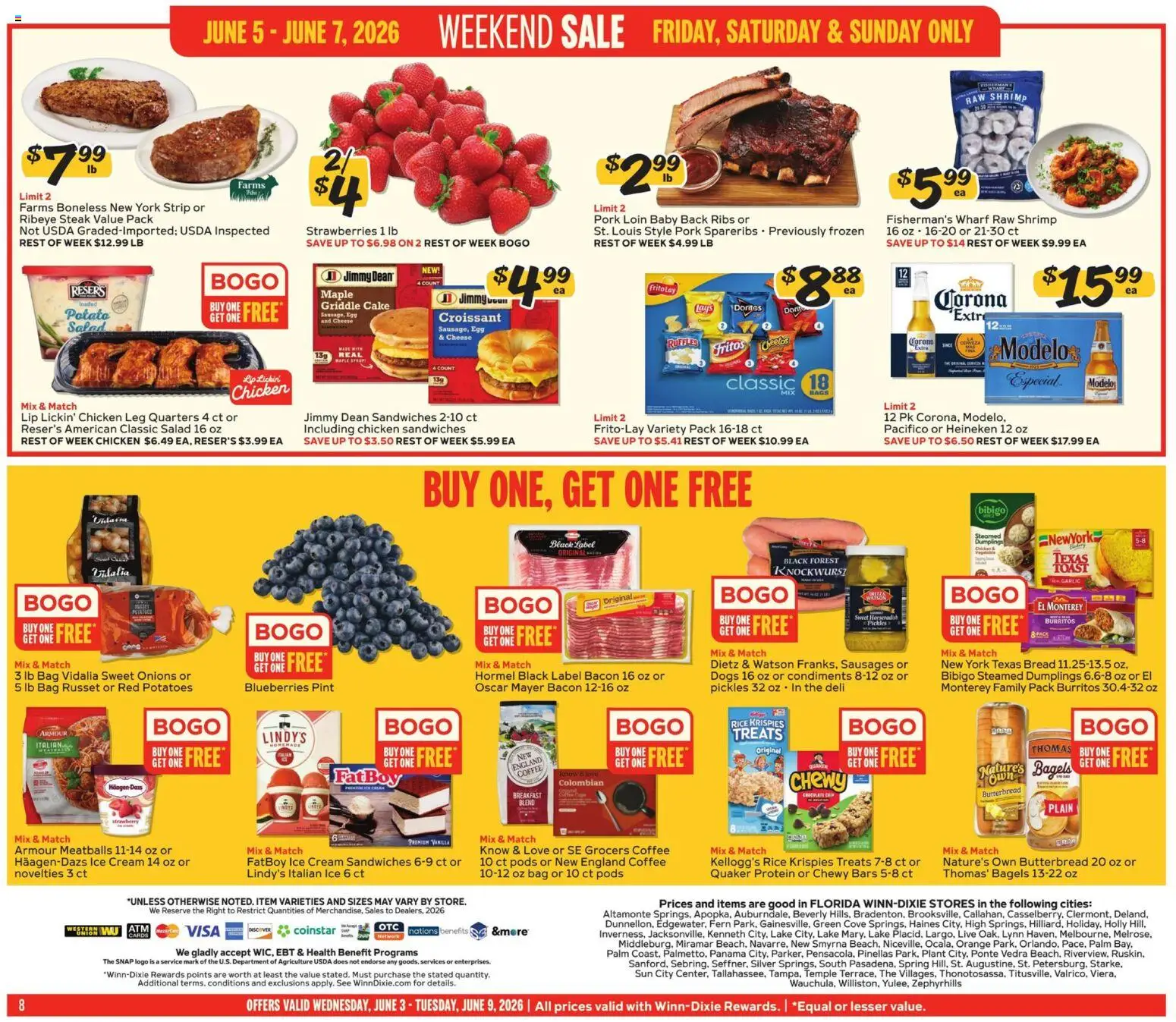 Winn Dixie Weekly Ad - valid from 03.06.2026 | Page: 8 | Products: Griddle, Pork, Rice, Salad