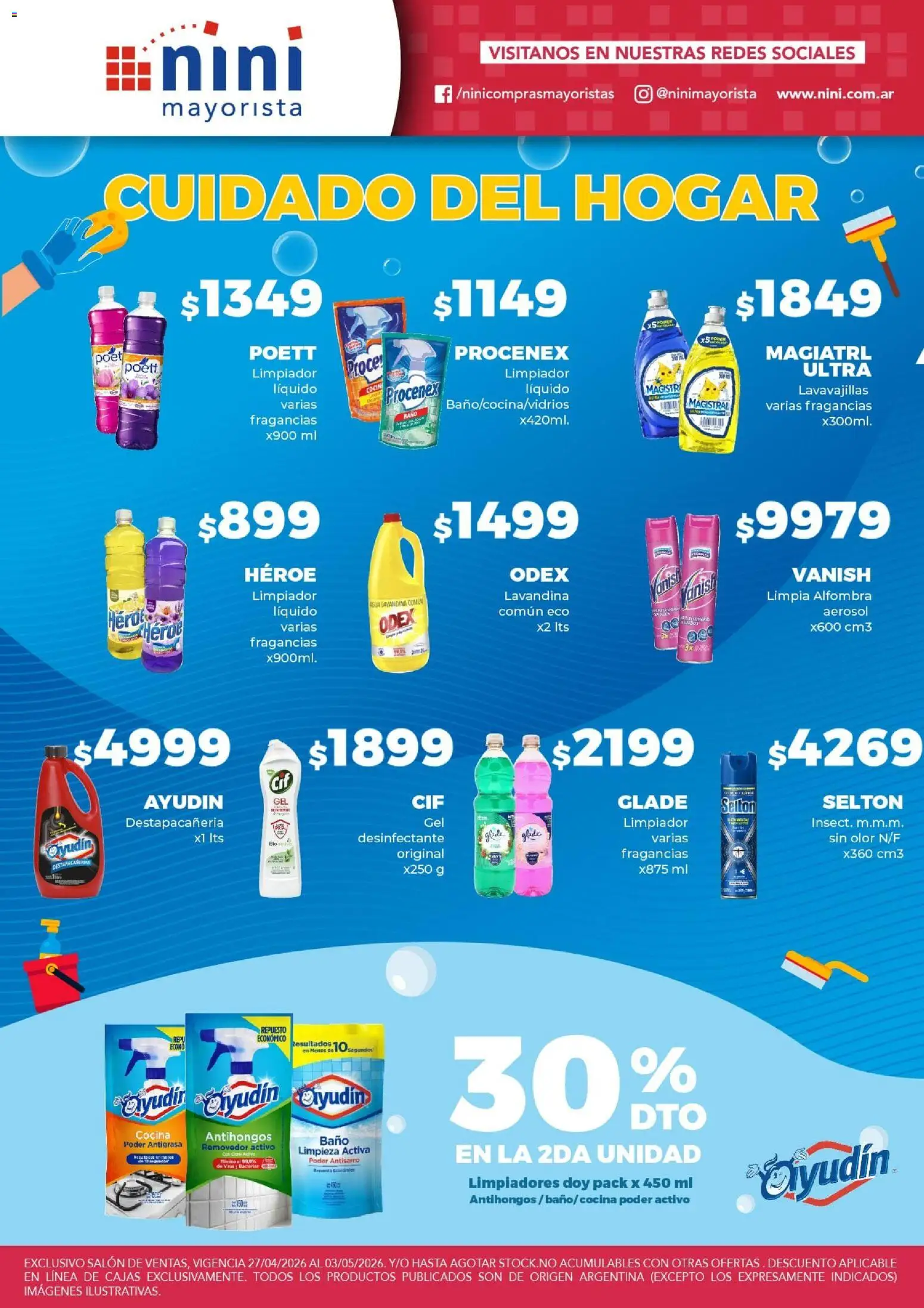 NINI Mayorista ofertas │ válido desde el 27.04.2026 | Página: 10 | Productos: Antigrasa, Desinfectante, Lavandina, Limpiador