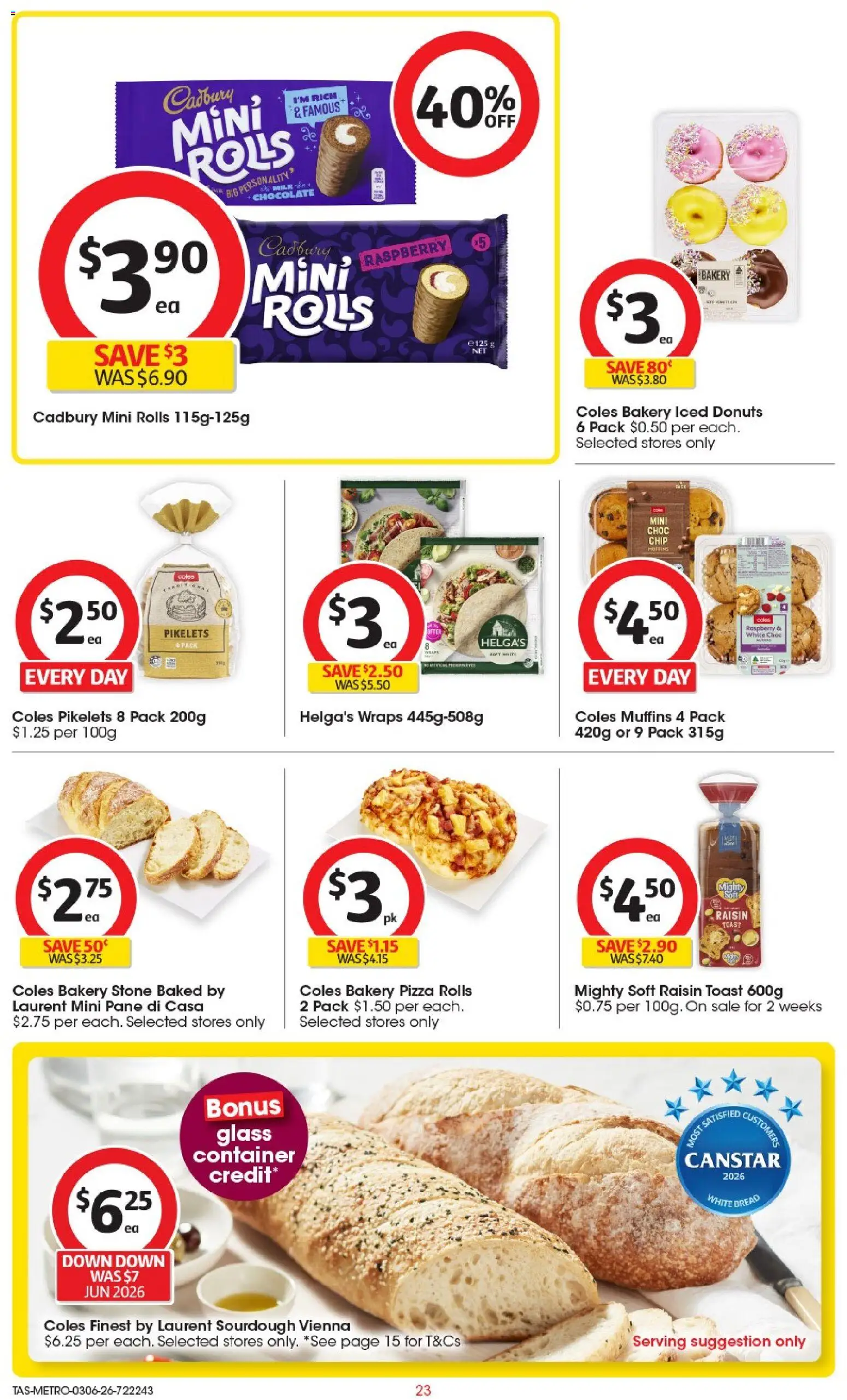 Coles catalogue - valid from 03.06.2026 | Page: 23 | Products: Milk, Donuts, Muffins, Bakery