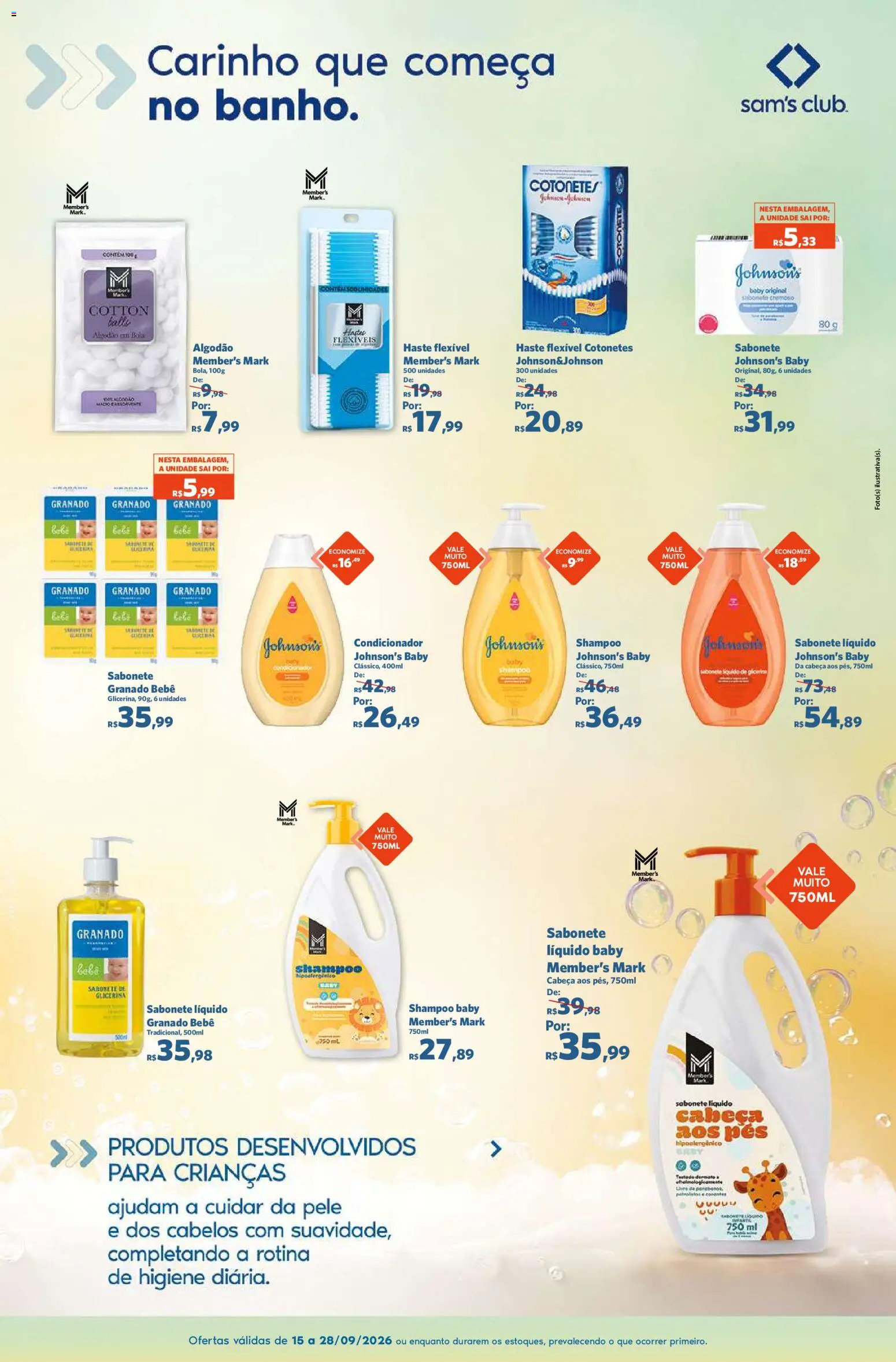 Sam's Club Folheto - válido de 15/09/2026 | Página: 2 | Produtos: Shampoo, Condicionador, Sabonete, Algodão