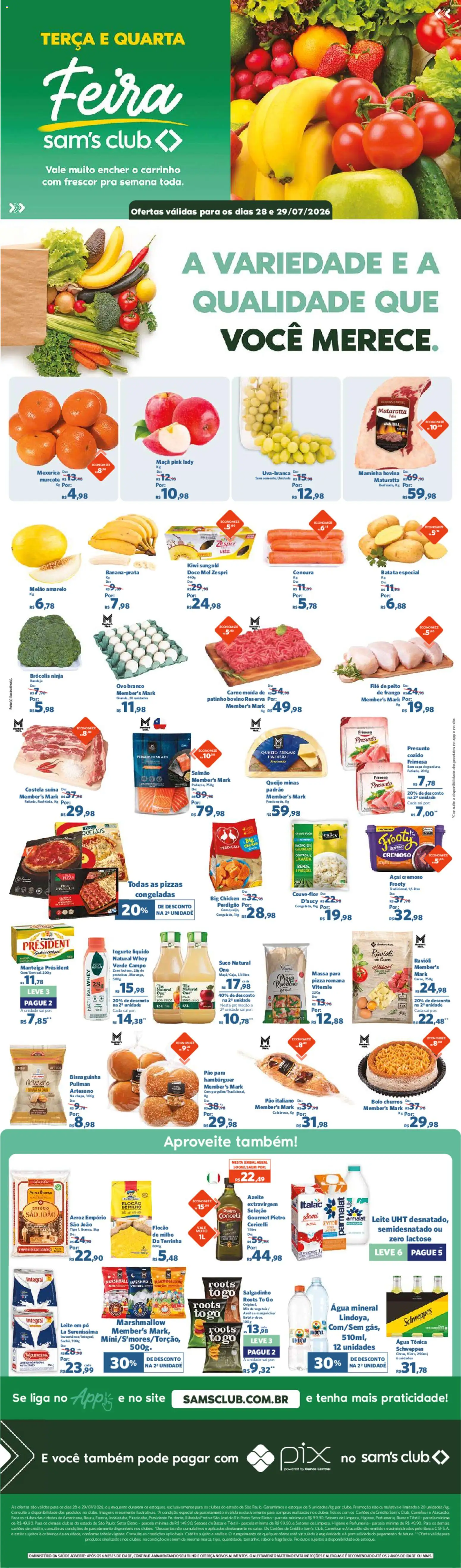 Sam's Club Folheto - válido de 28/07/2026 | Página: 1 | Produtos: Água tônica, Carrinho, Bolo, Kiwi