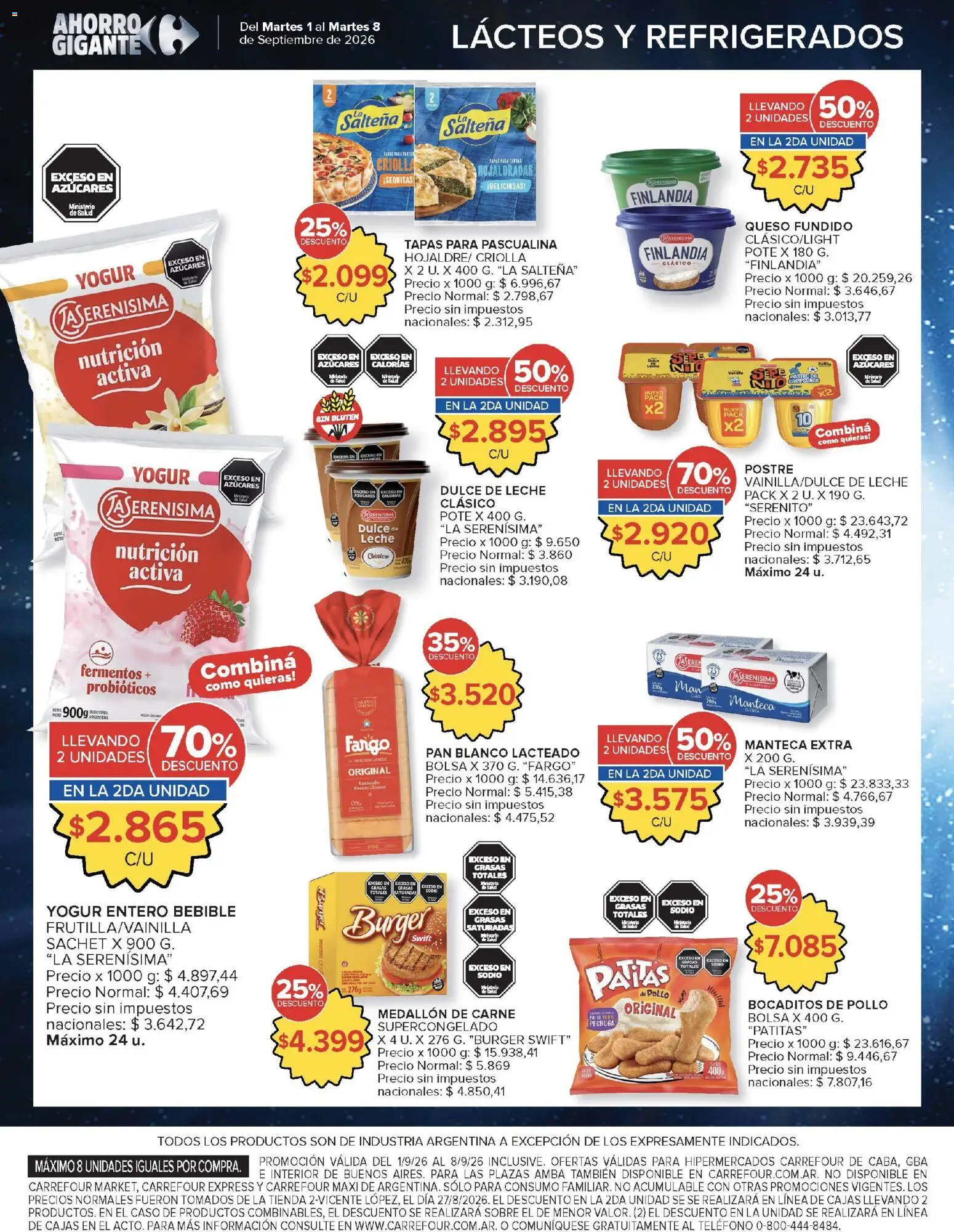 Carrefour - Ofertas │ válido desde el 01/09/2026 | Página: 9 | Productos: Sobre, Dulce, Manteca, Queso