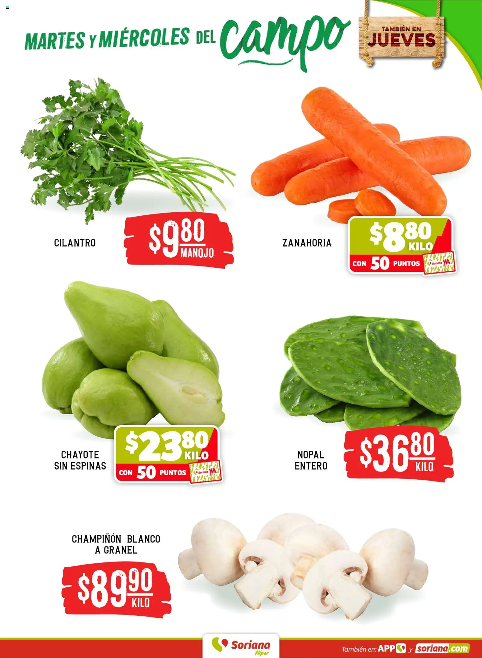 Nuevas ofertas de Soriana válidas en toda la República Mexicana desde el 19.05.2026. ¡Encuentra las mejores ofertas en Soriana Martes y Miércoles del Campo Híper: Tamaulipas (excepto Cd. Victoria y Tampico)! | Página: 3 | Productos: Zanahoria