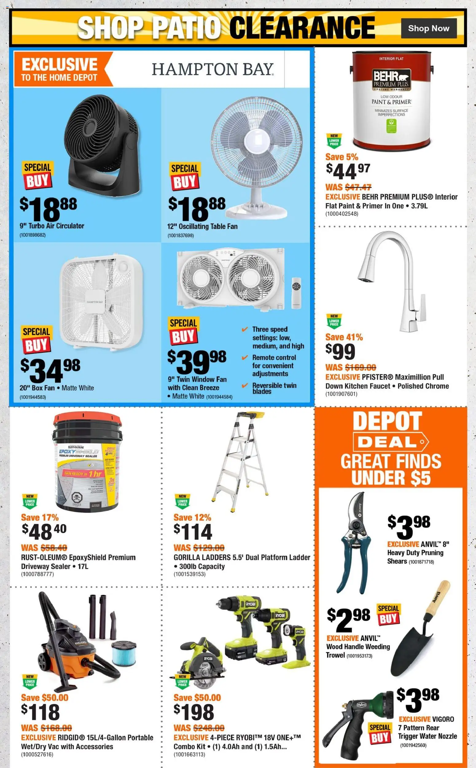 Home Depot flyer valid from Jul 9, 2026 | Page: 2 | Products: Fan, Table, Box